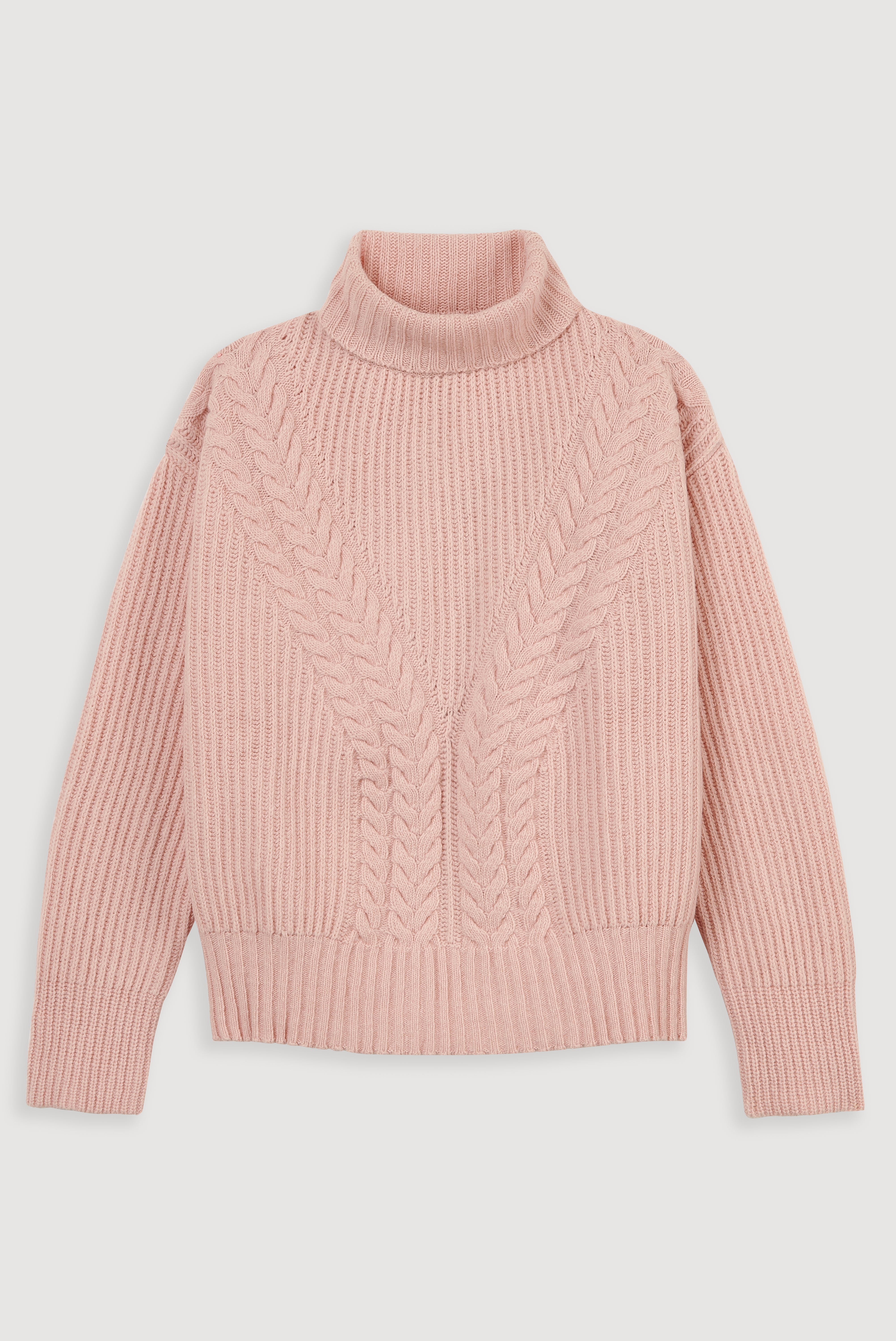 Camisola de gola alta em lã de cordeiro texturizada