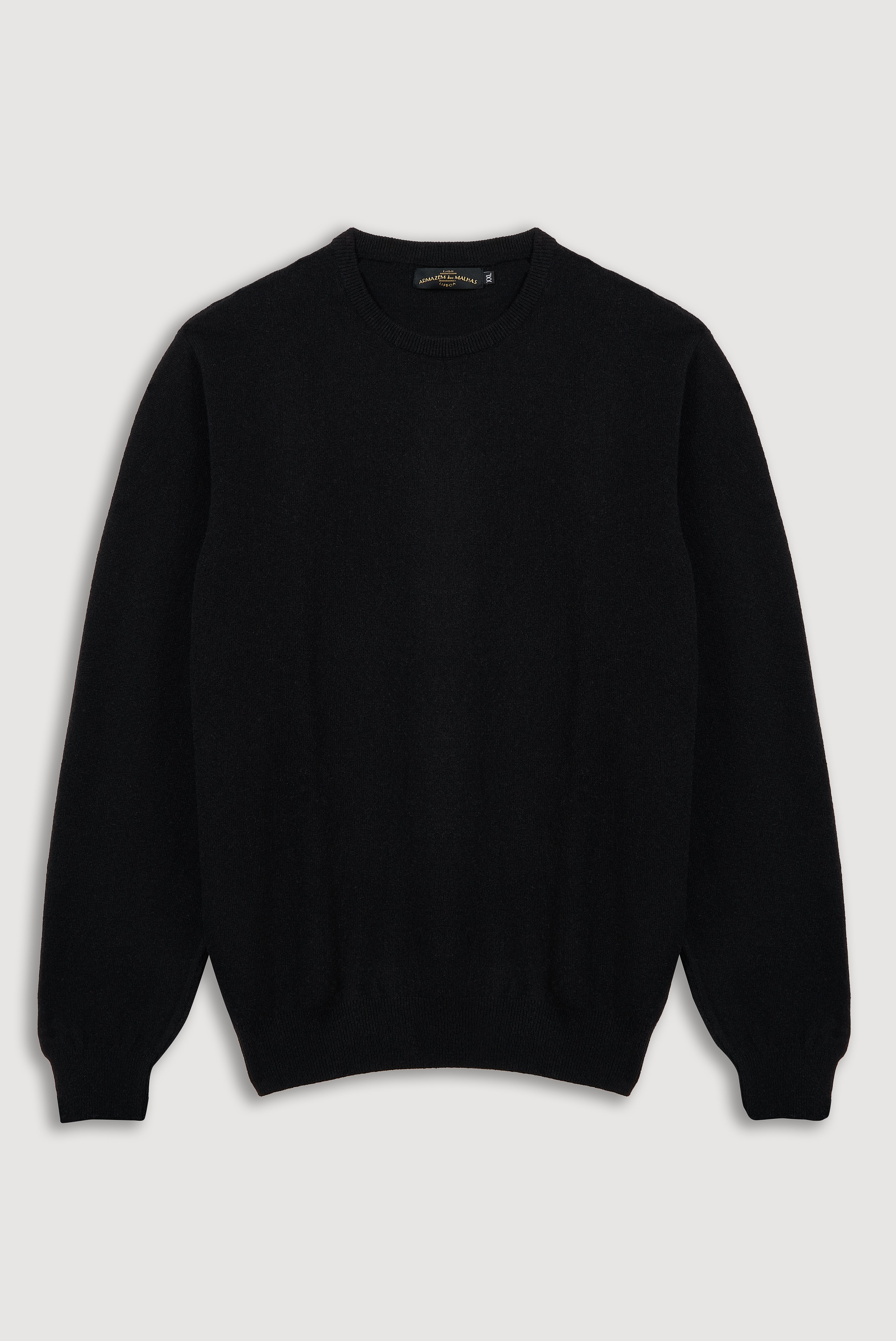 Camisola clássica de lã de cordeiro com gola redonda