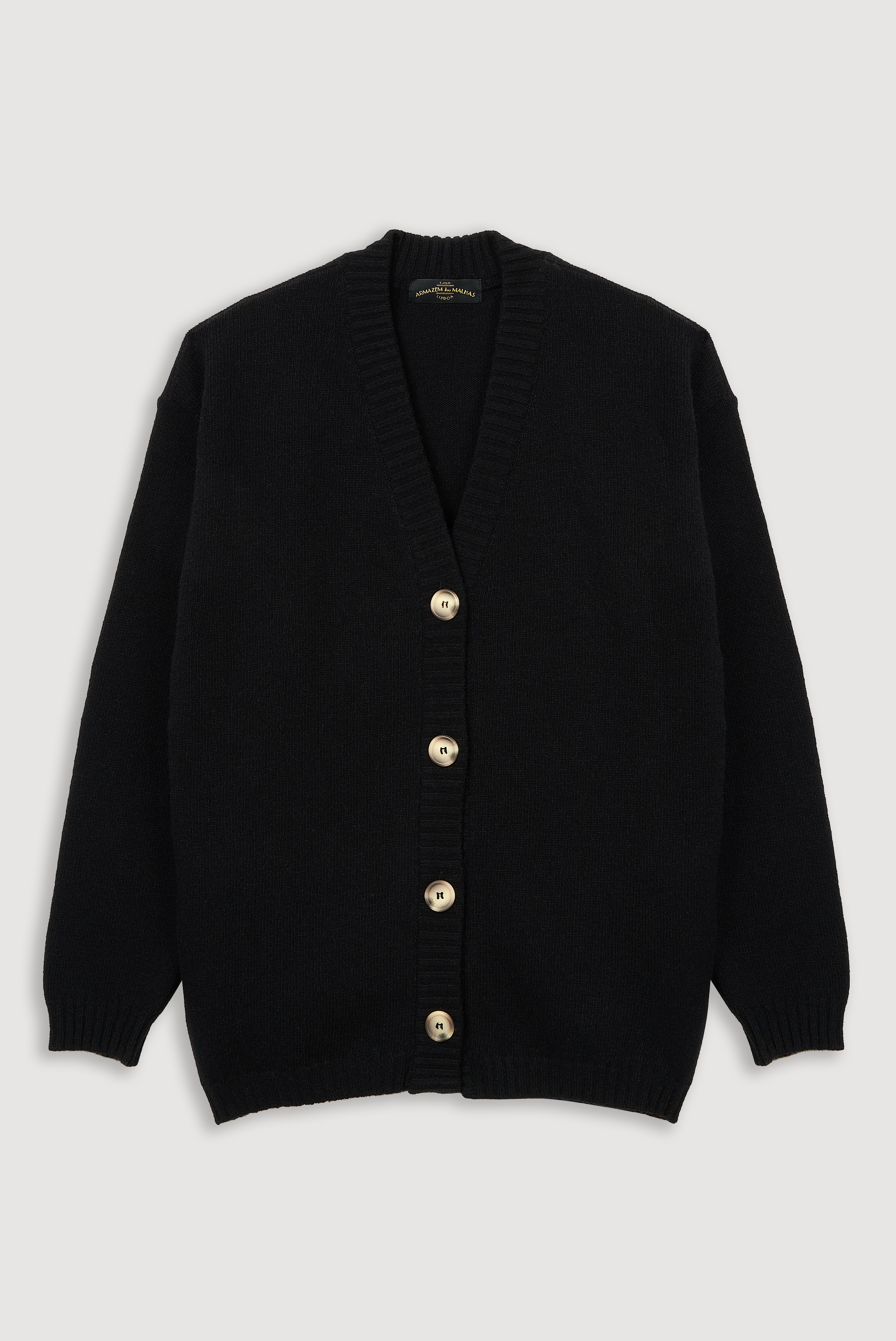 Cardigan rústico de lã de cordeiro