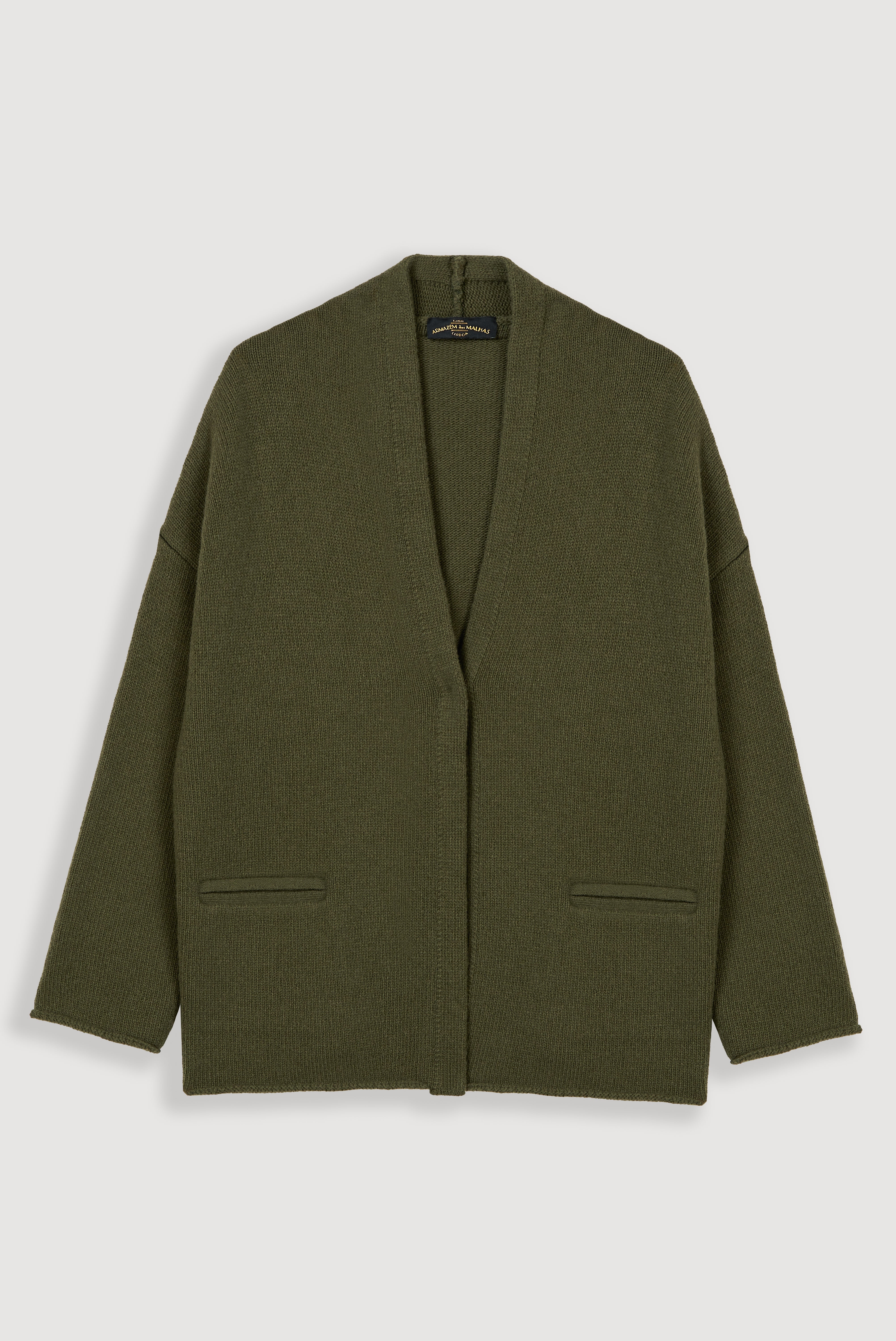 Cardigan assimétrico de lã de cordeiro