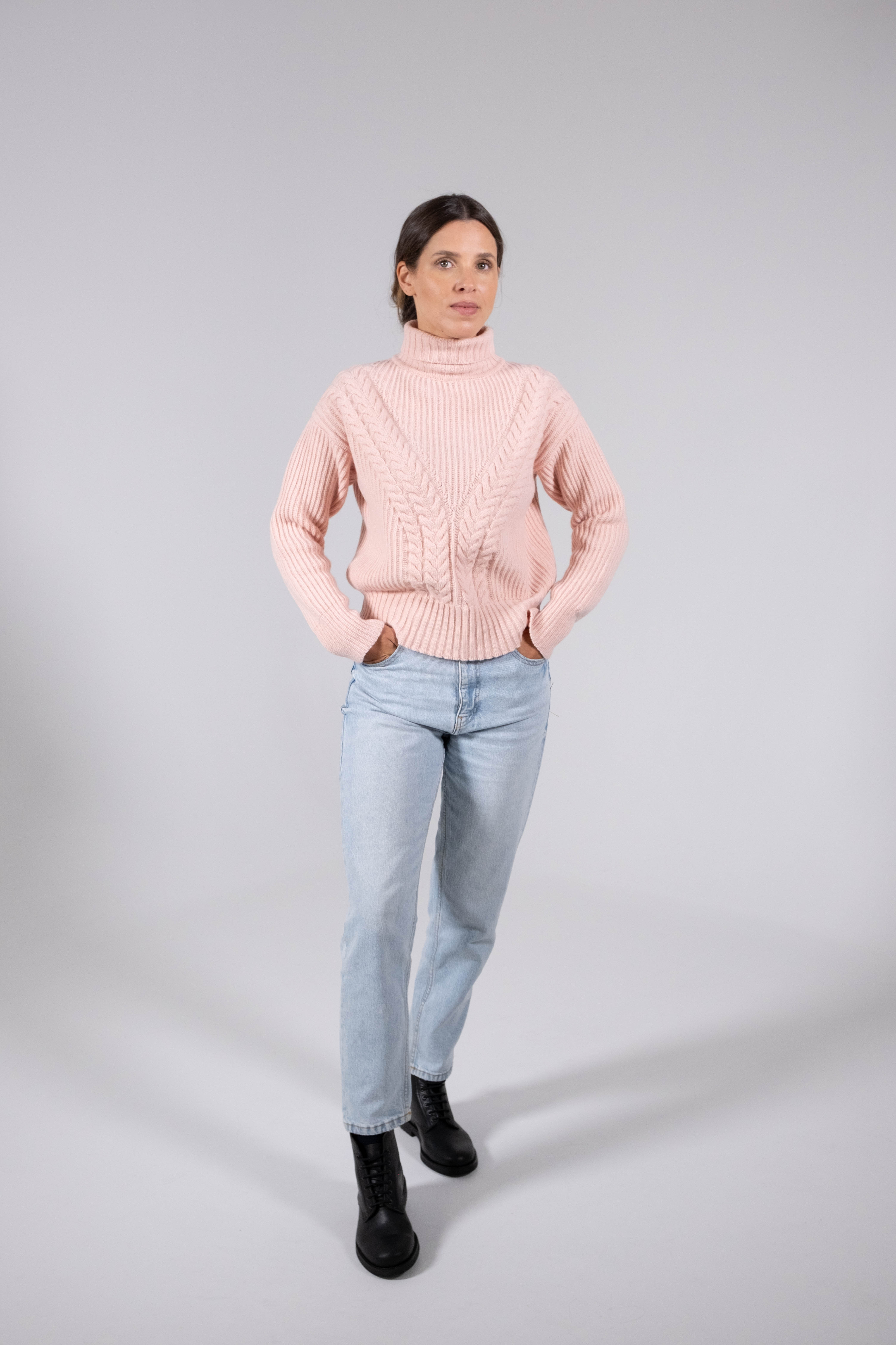 Textured Lambswool Turtleneck Sweater