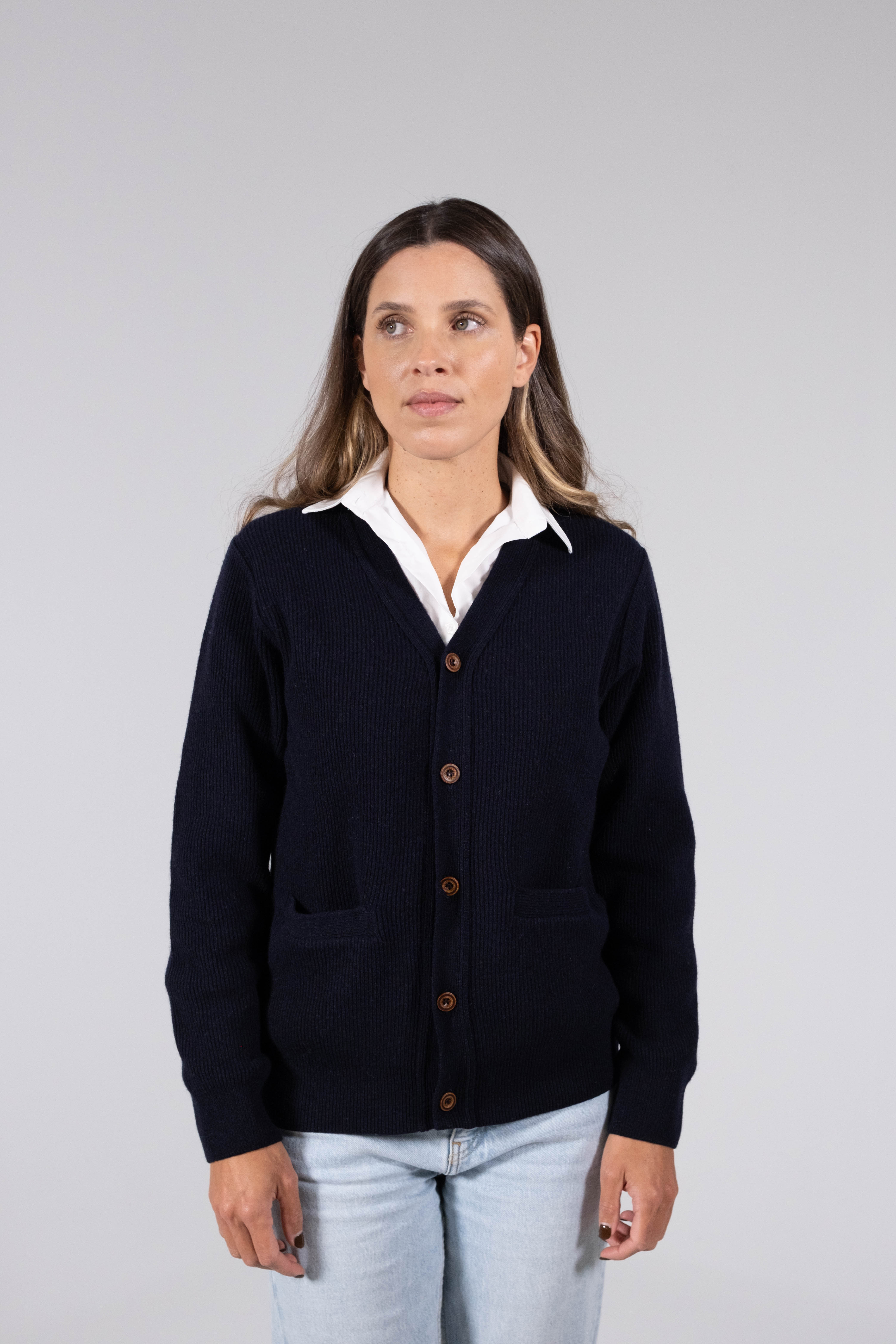 Cardigan feminino vintage de lã