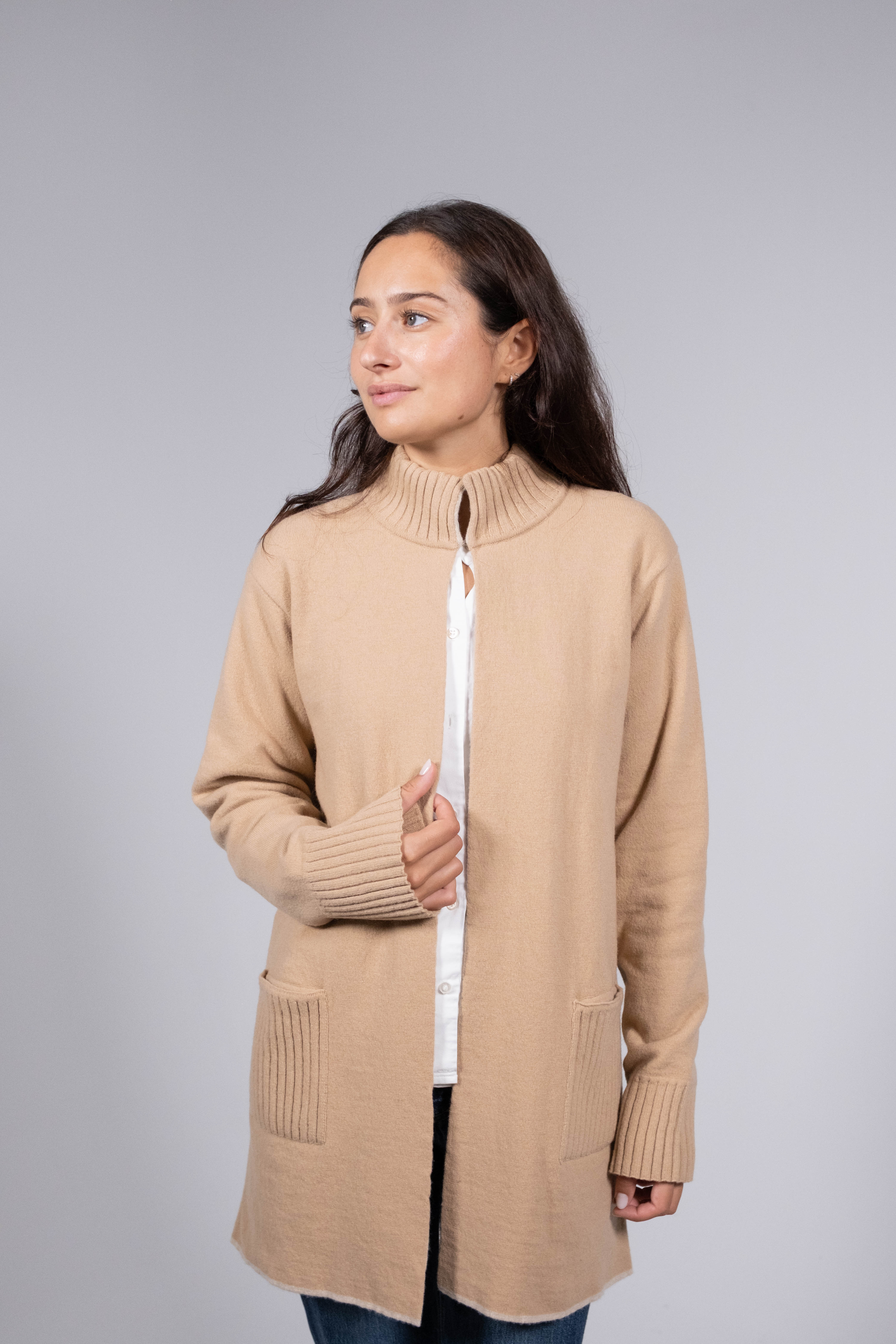 Cardigan de lã reversível