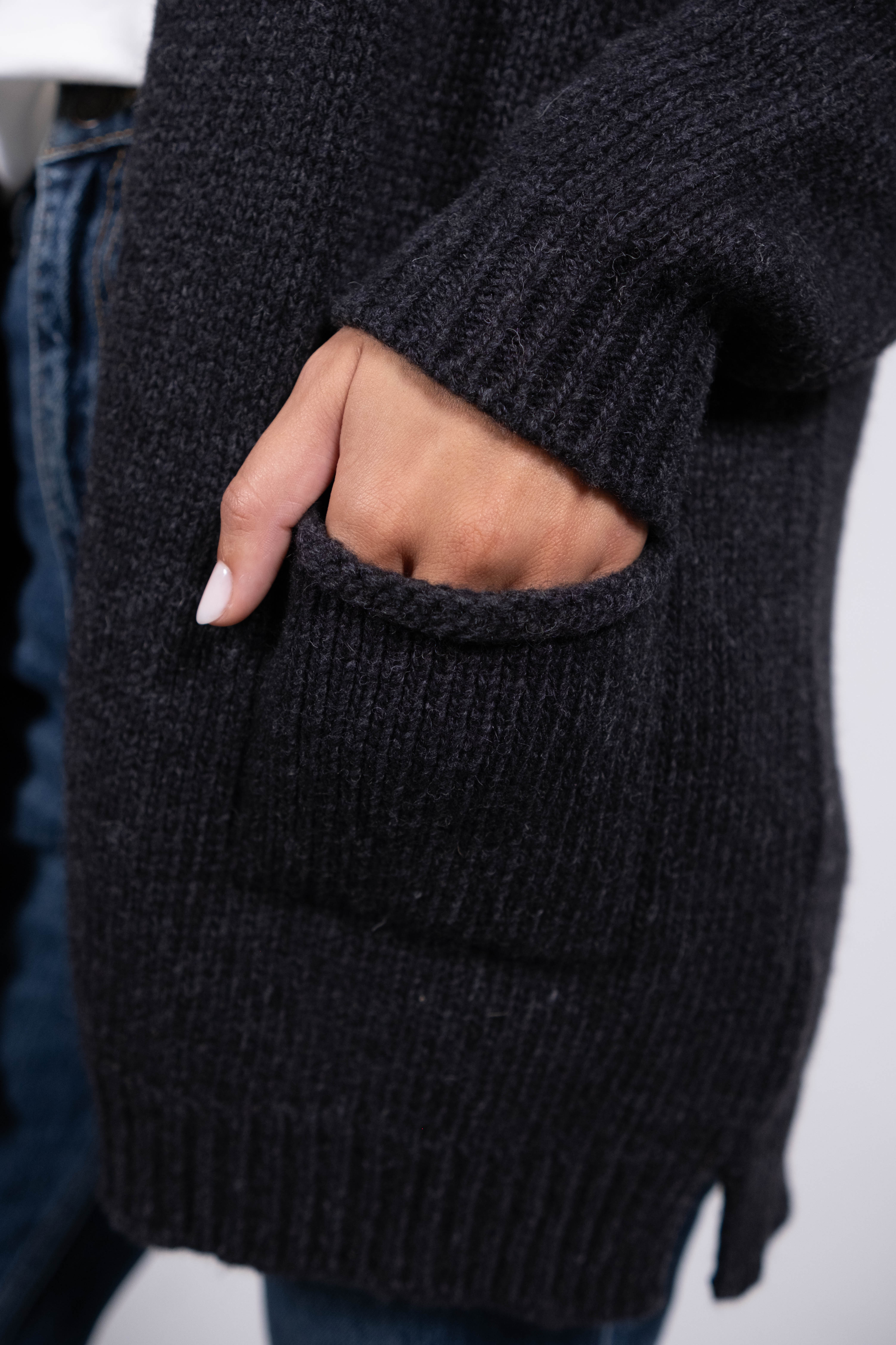 Long Draped Lambswool Cardigan