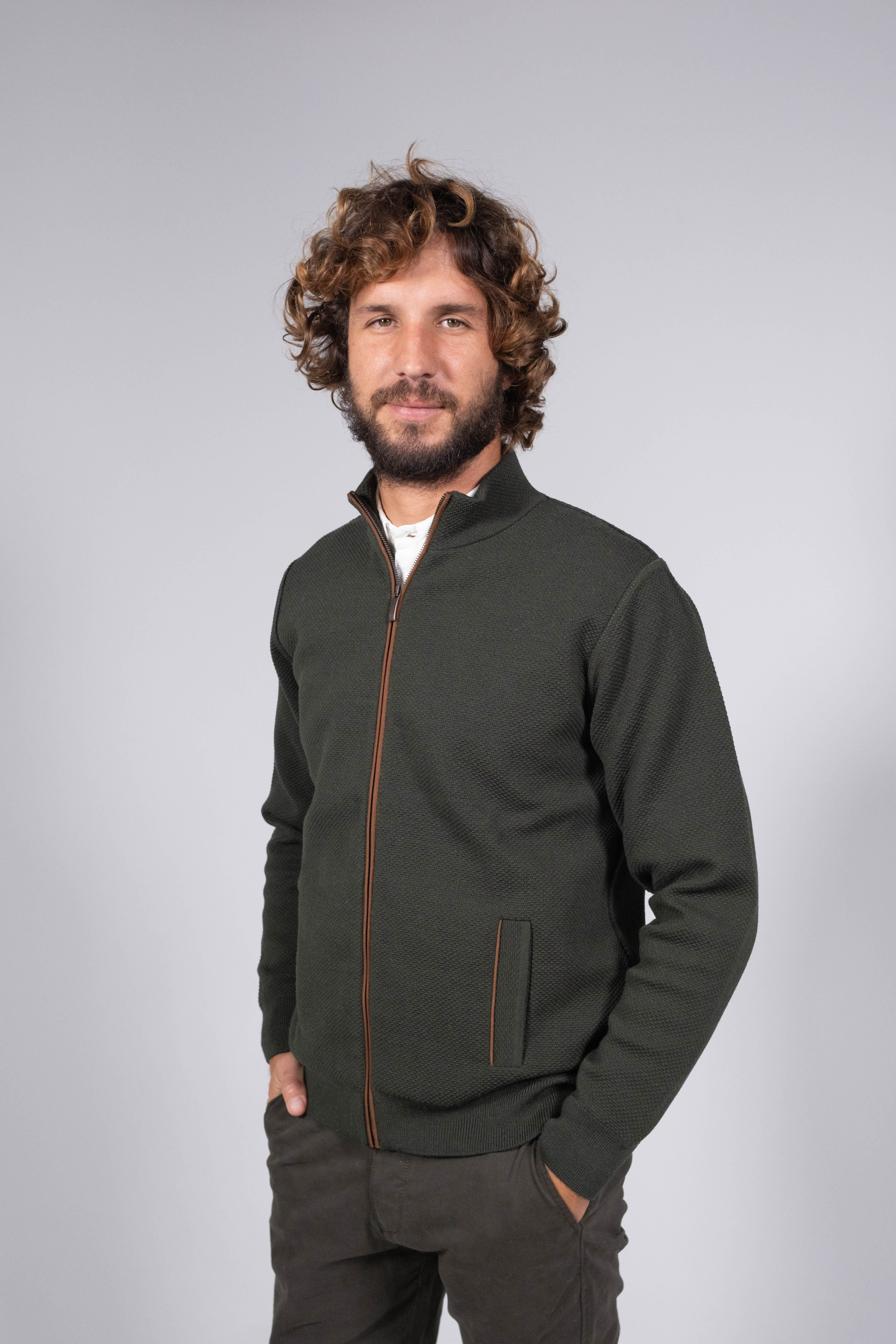 Merino Wool Zip-Up Cardigan