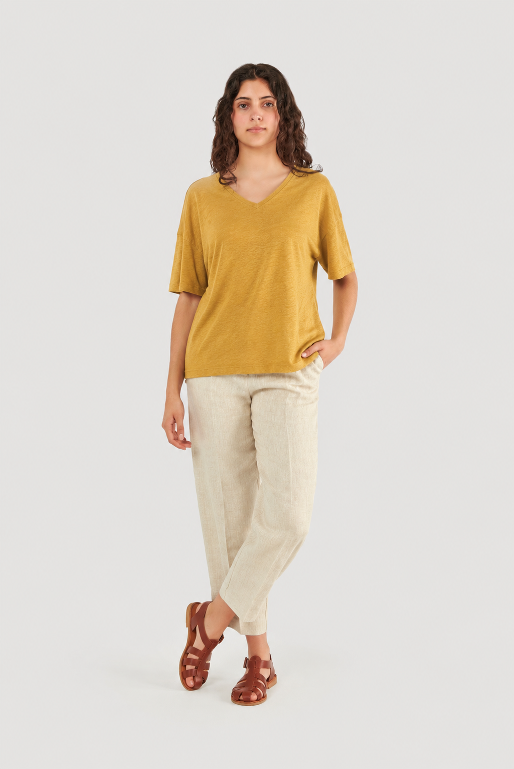 Top de Linho Oversized em V