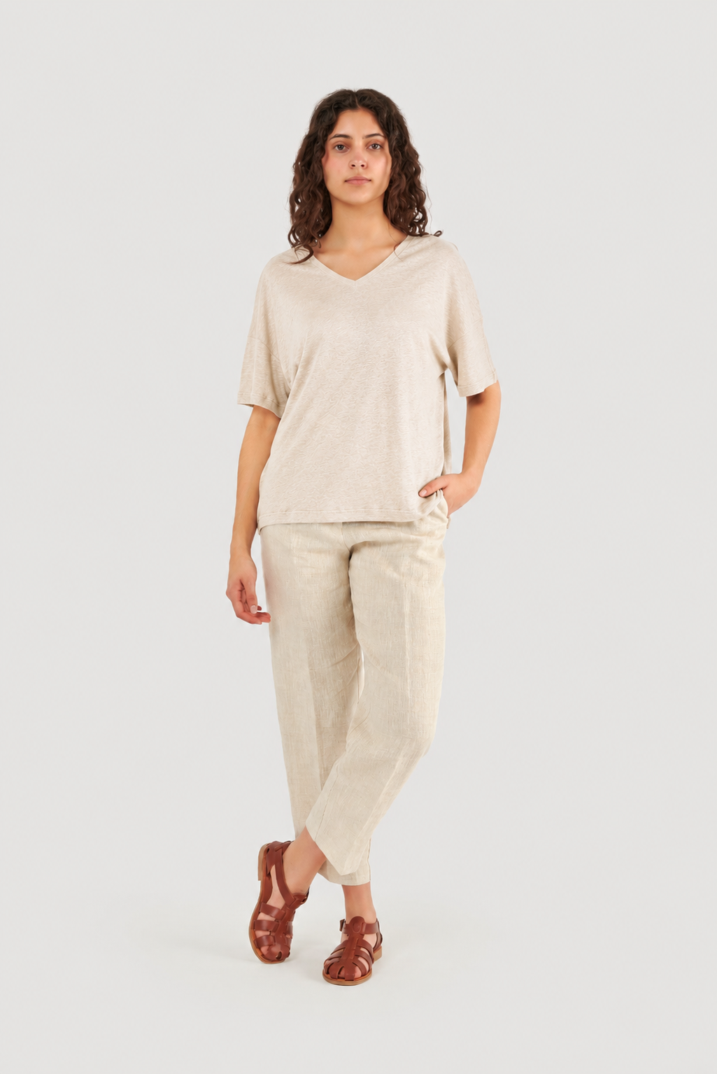 Top de Linho Oversized em V