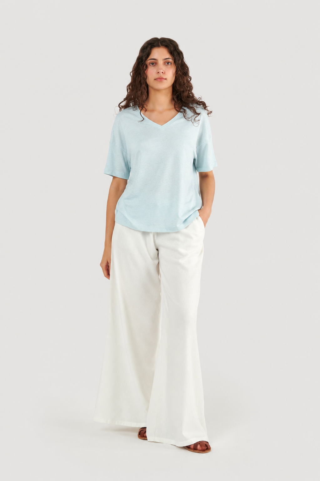 Top de Linho Oversized em V
