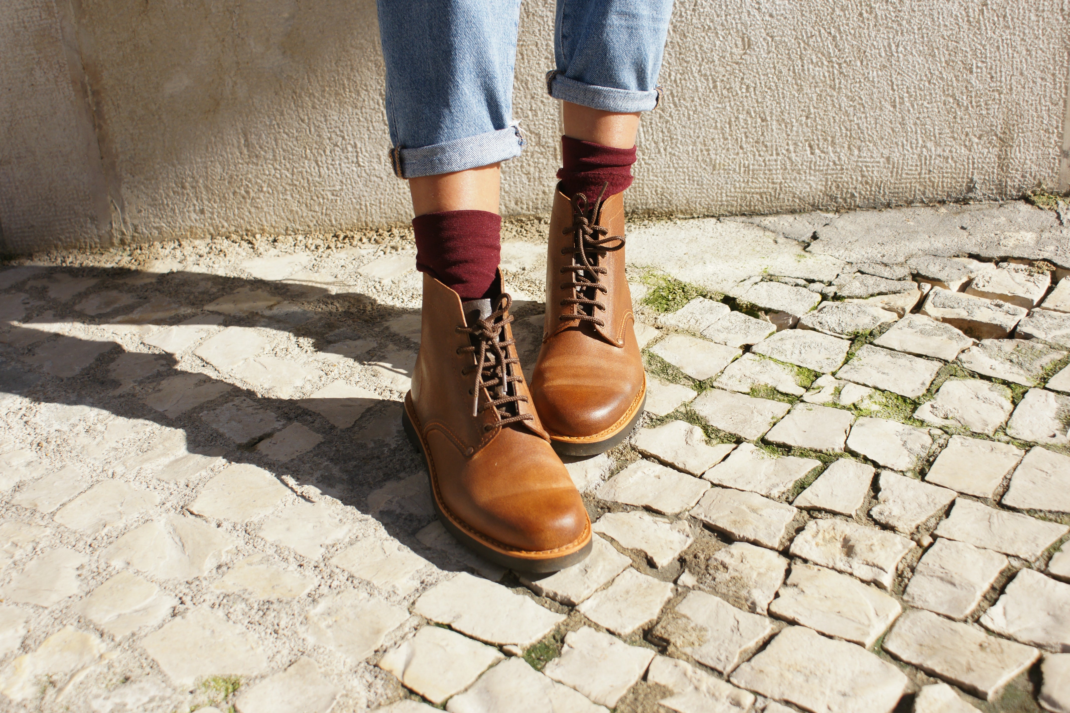 Artisanal brown leather boots
