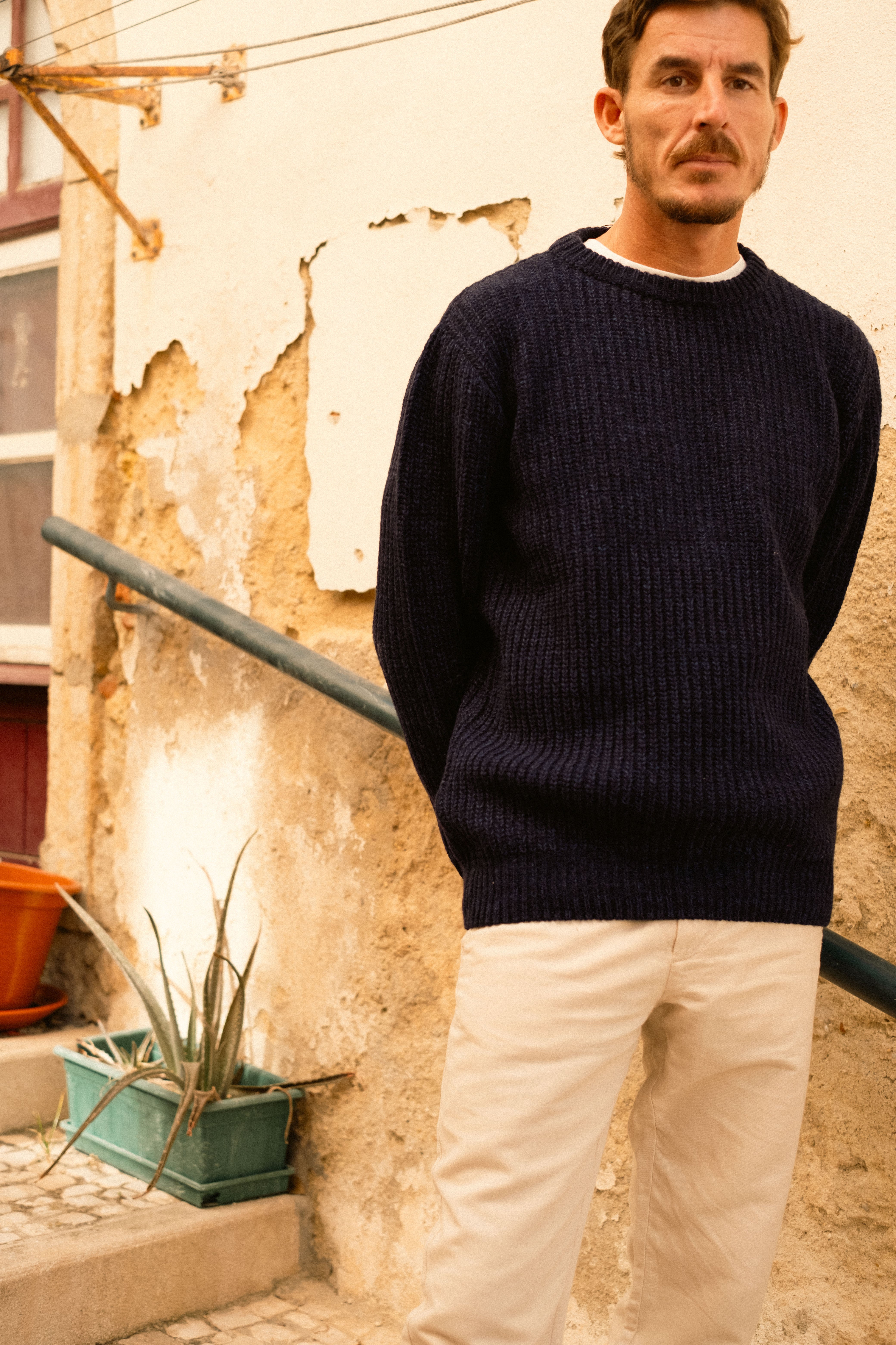 Camisola grossa de lã de cordeiro