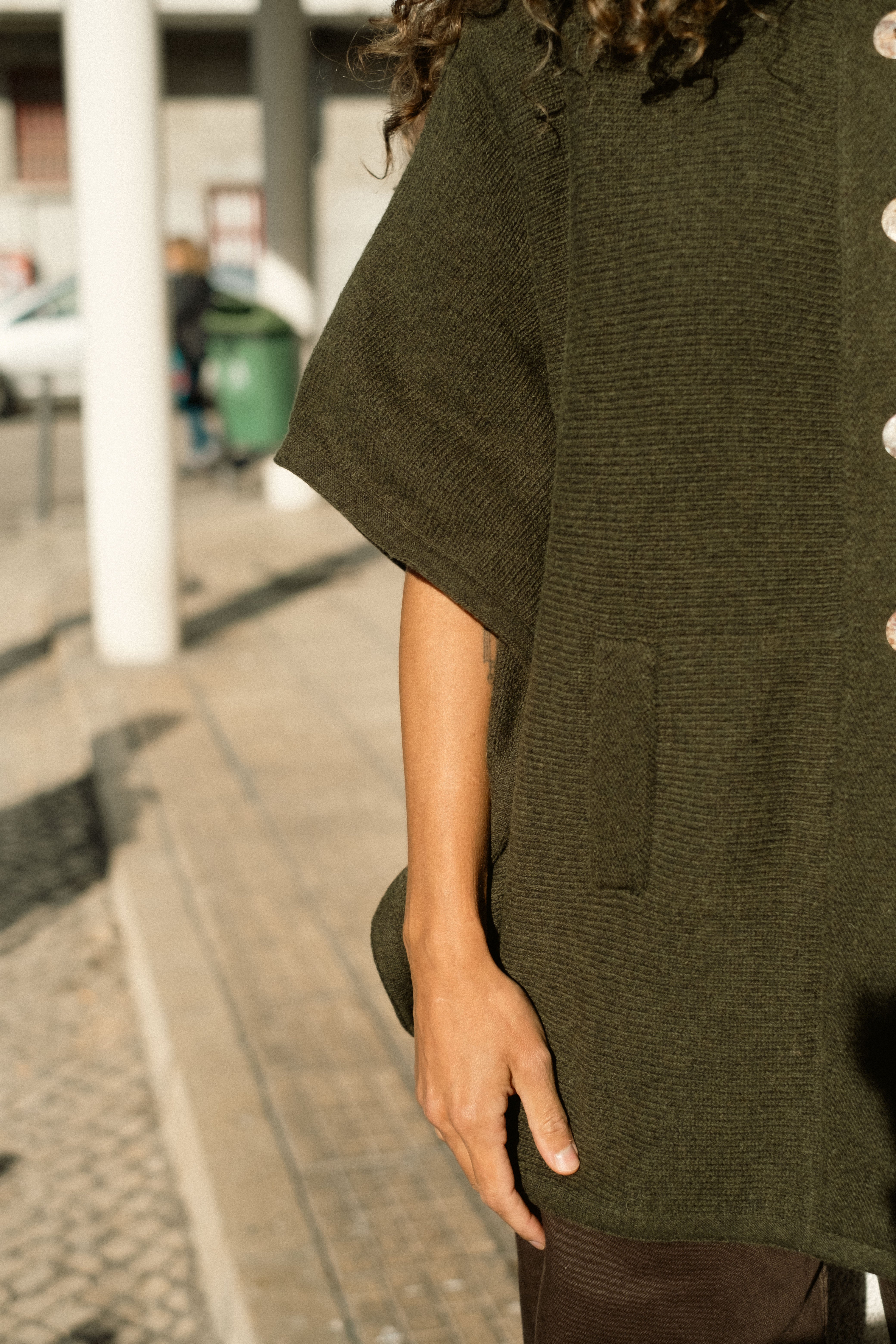 Lambswool High-Neck Poncho