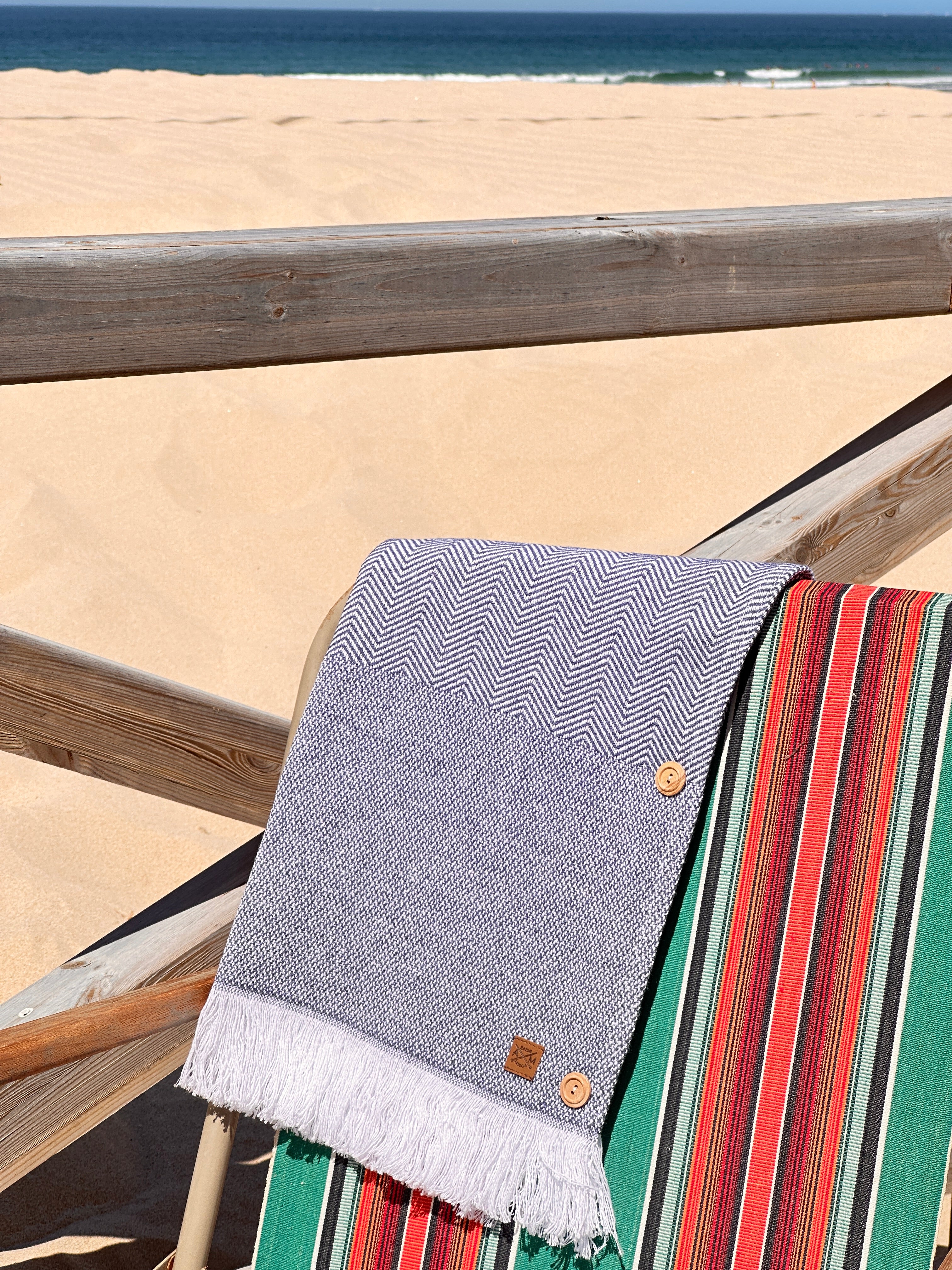 Beach Towel with Wooden Buttons