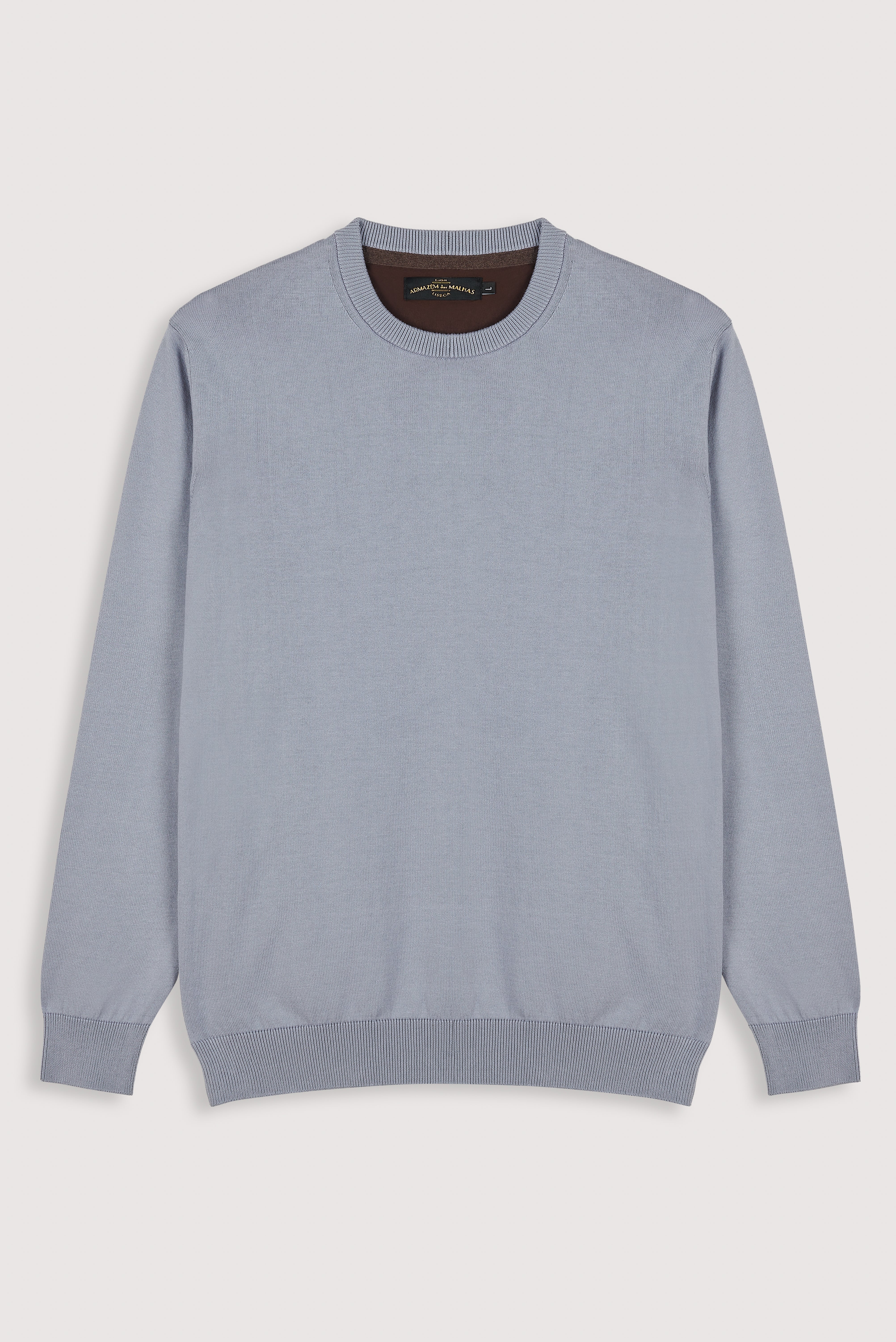 Camisola clássica de algodão com gola redonda