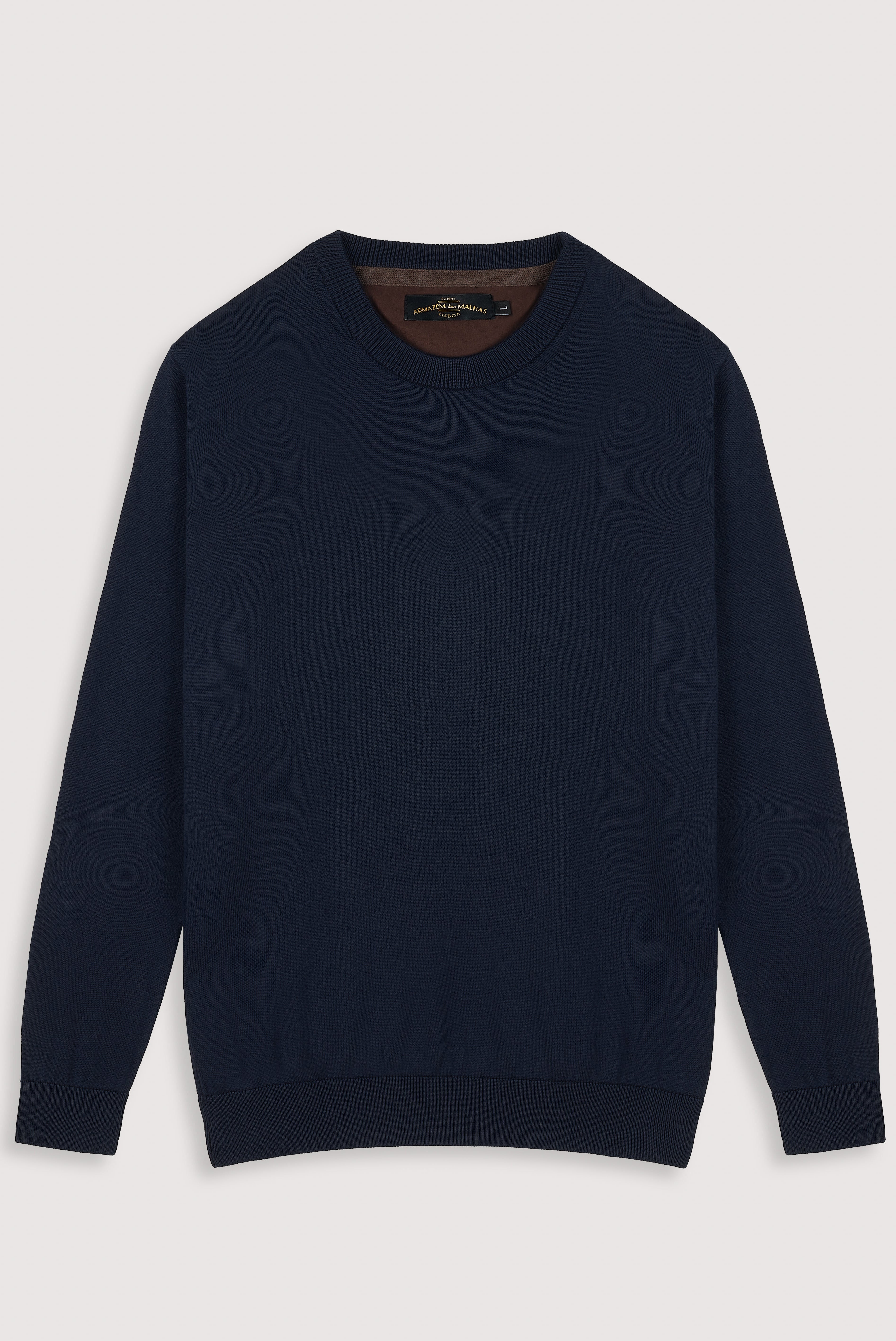 Camisola clássica de algodão com gola redonda