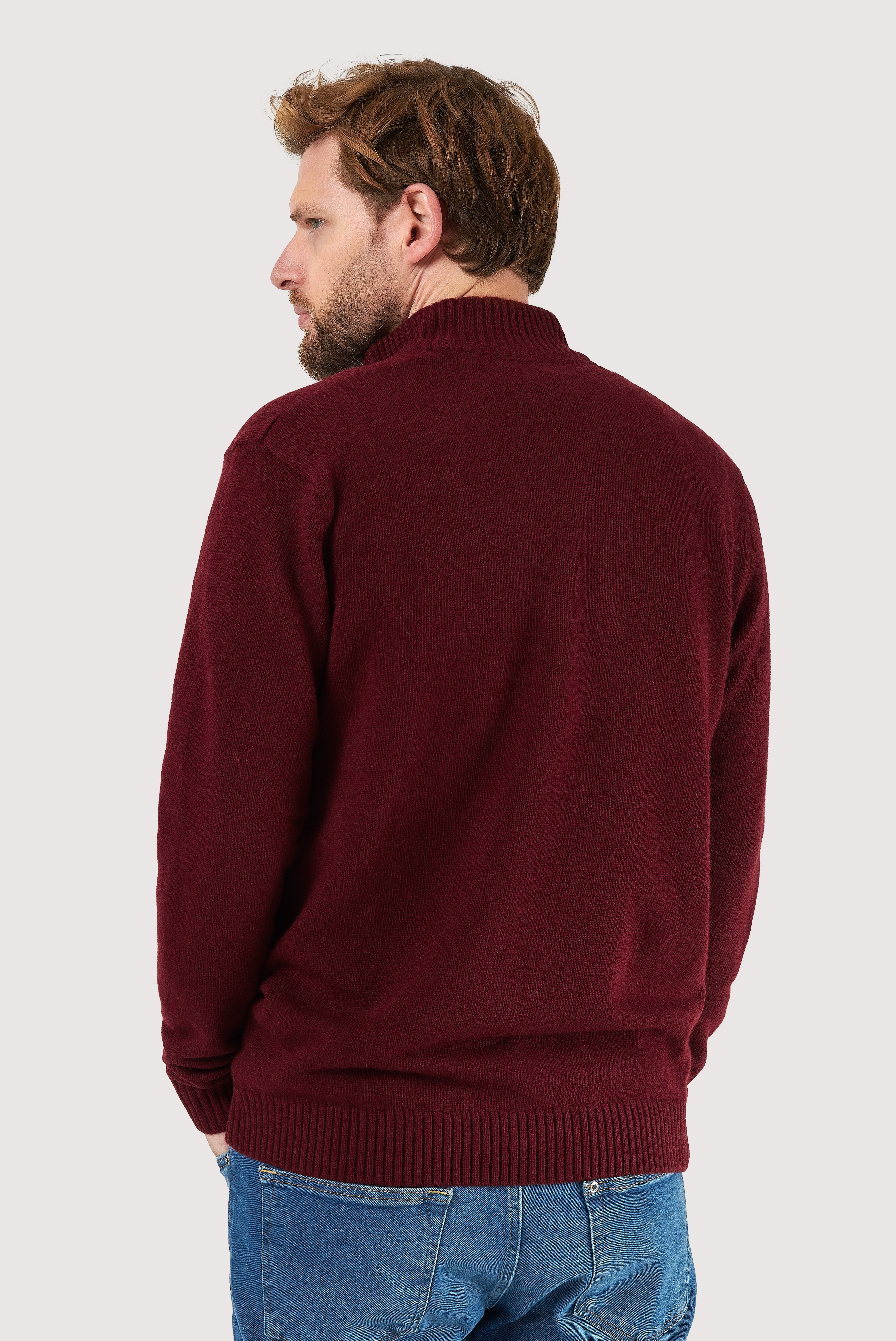 Wool Perkins Collar Zip Sweater
