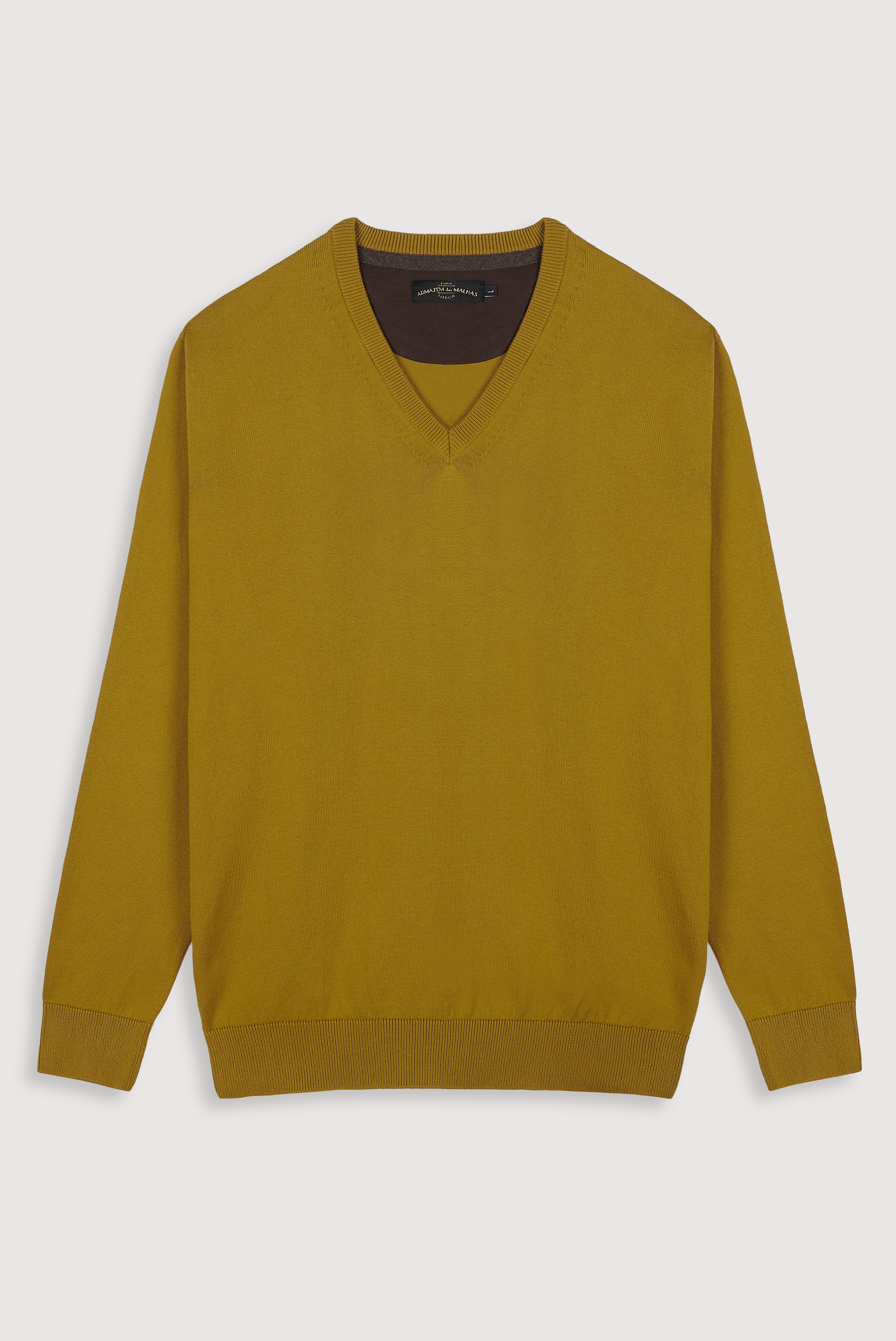 Camisola clássica de algodão com decote em V