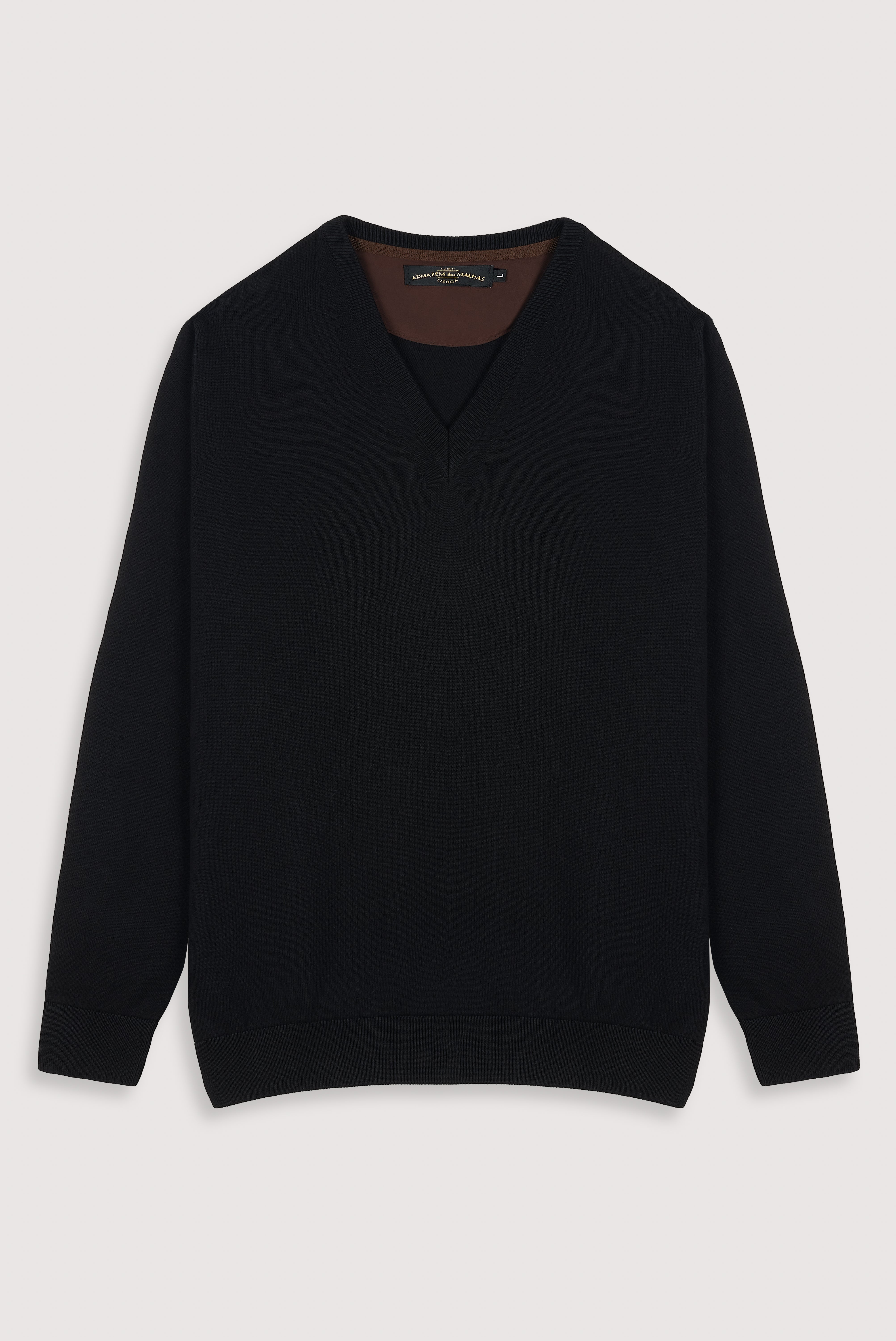 Camisola clássica de algodão com decote em V