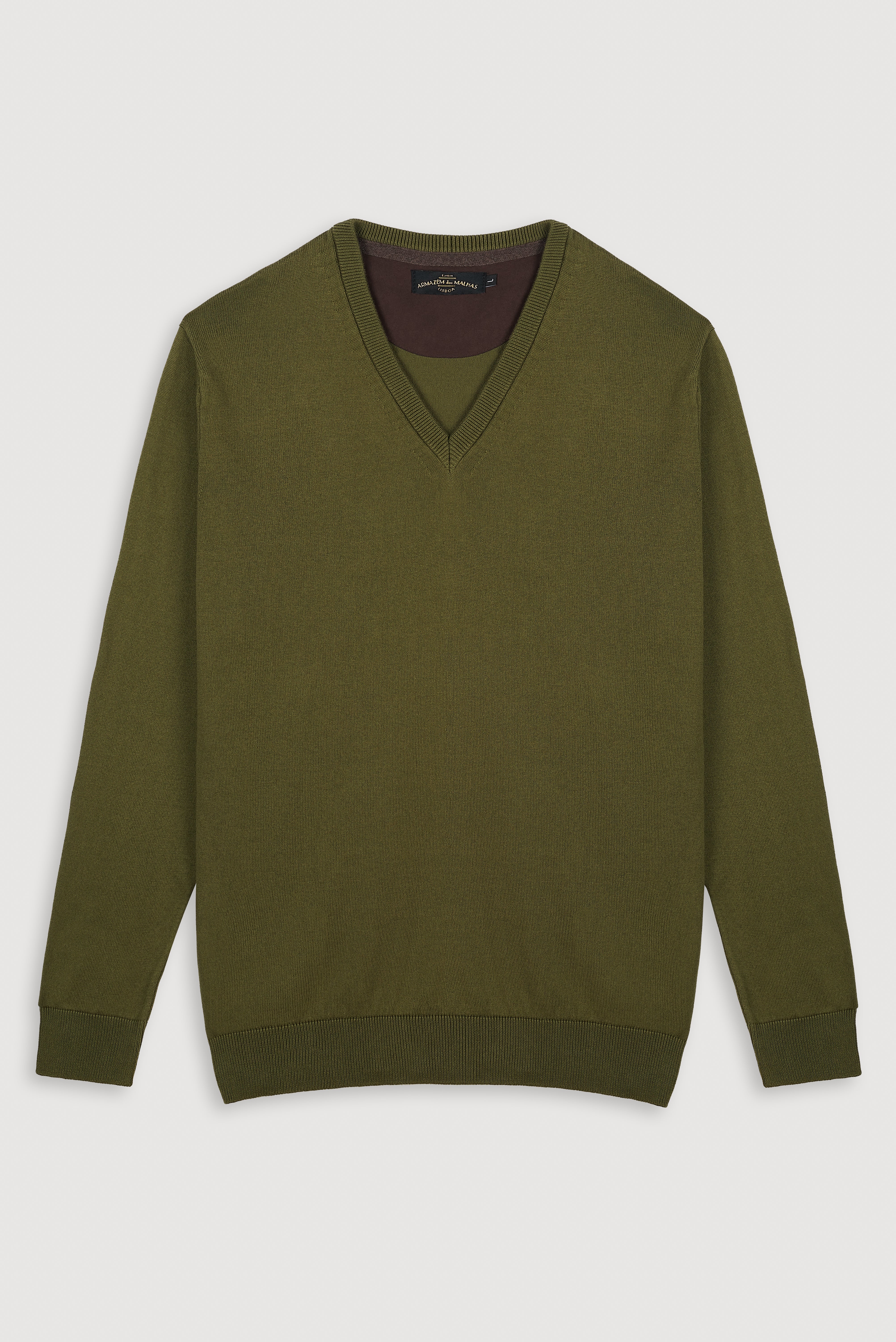 Camisola clássica de algodão com decote em V