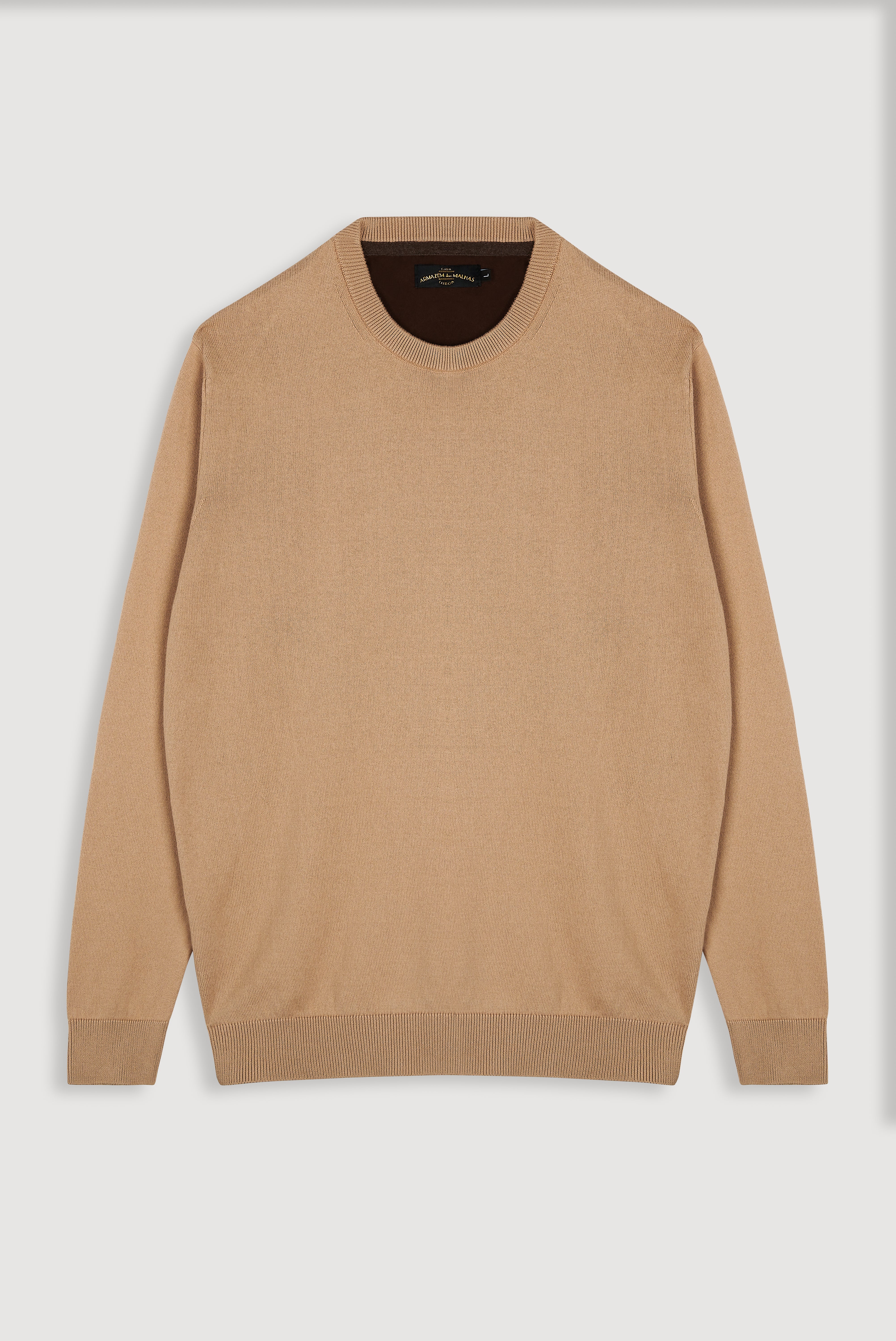 Camisola clássica de algodão com gola redonda