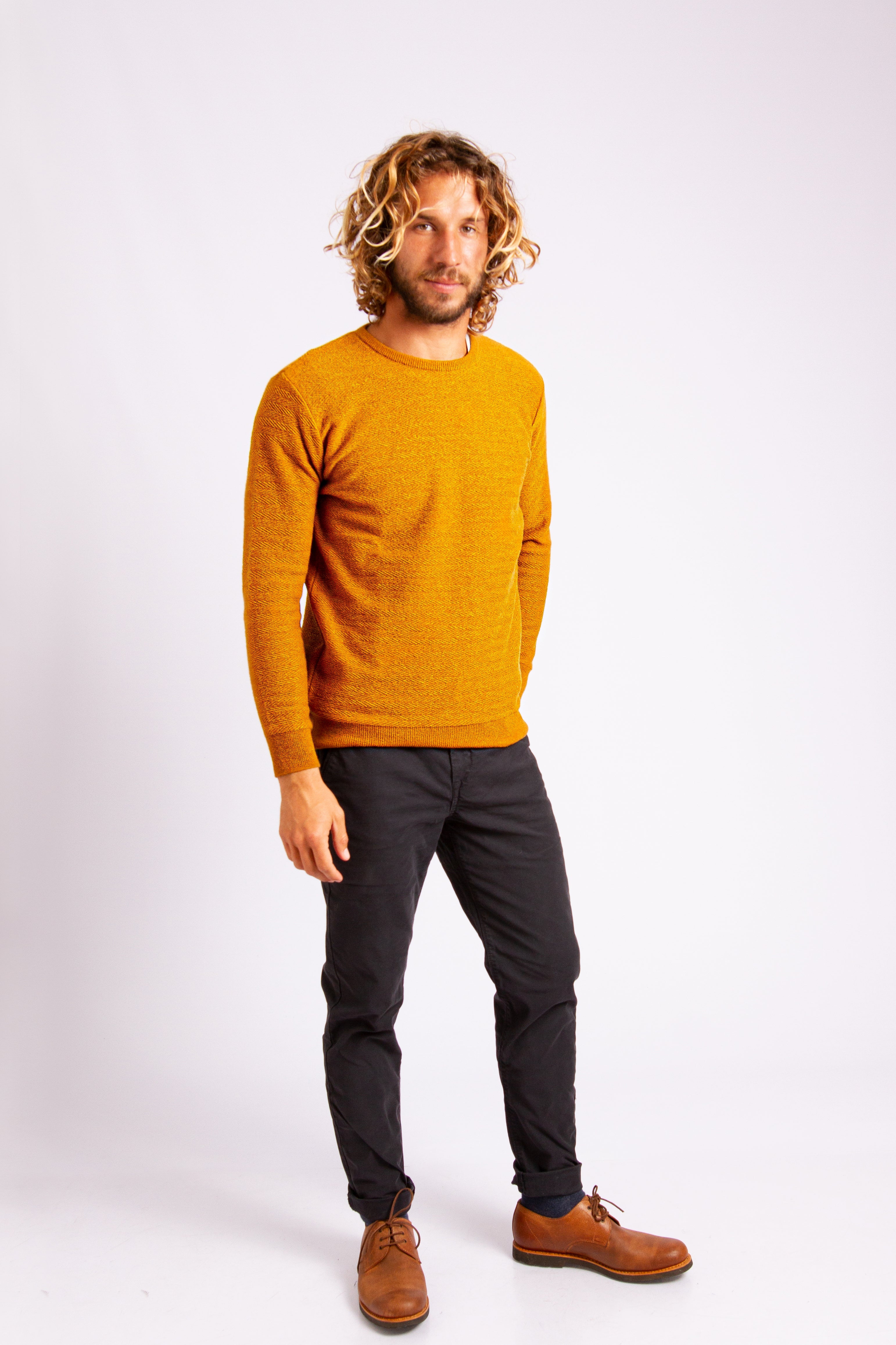 Camisola de lã espinha de peixe