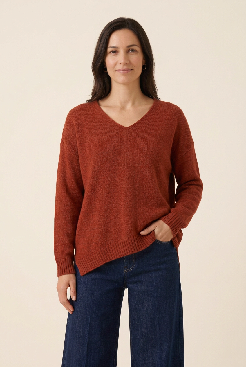 Camisola de Malha com Decote em V