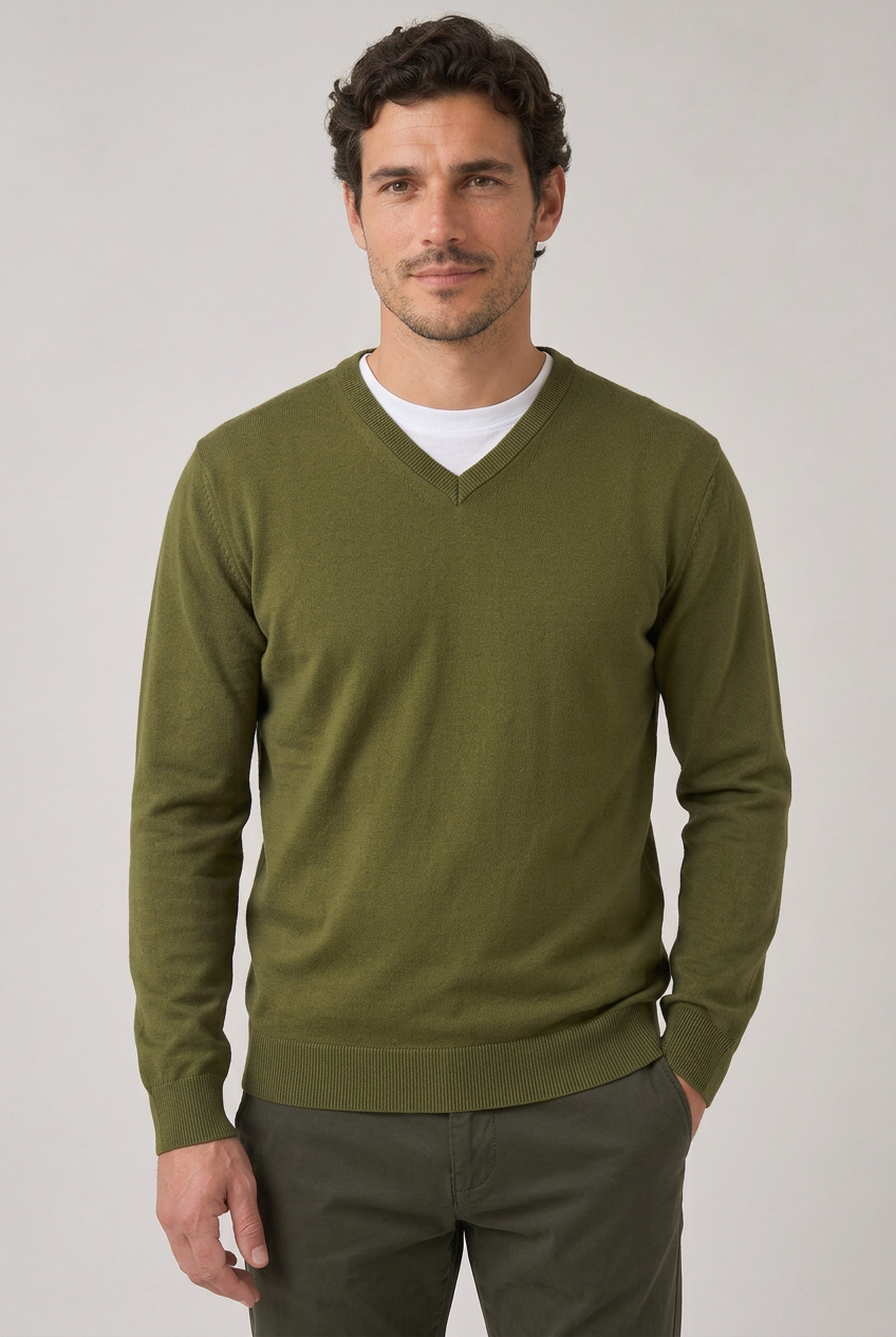 Classic Cotton V-Neck Knit Jumper