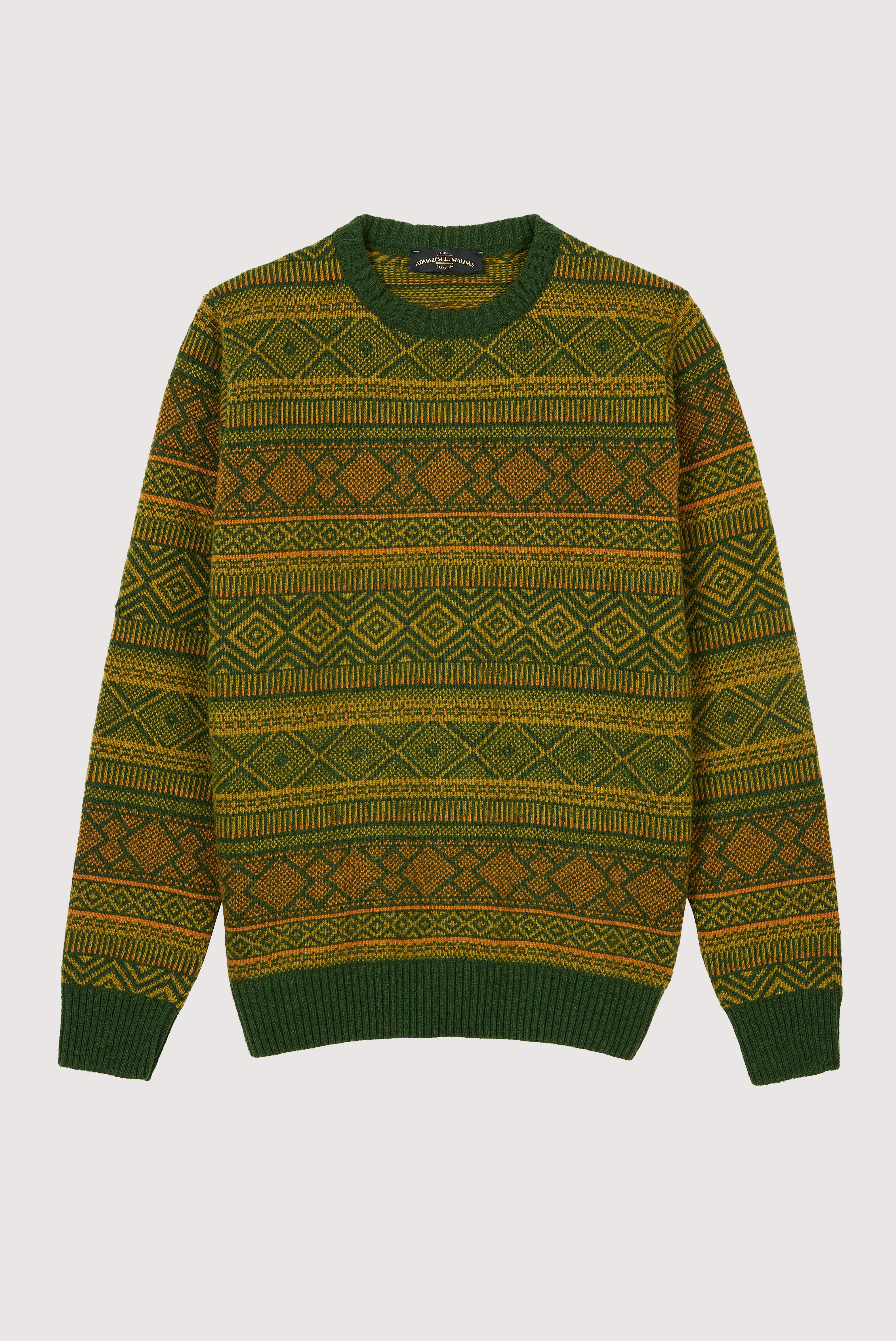 Camisola de gola redonda em lã jacquard