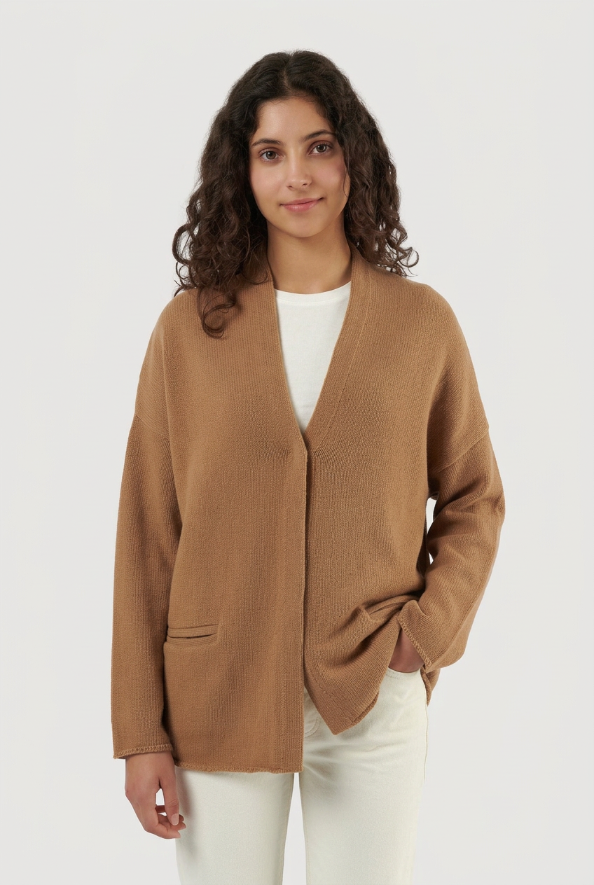 Cardigan de Lã Assimétrico