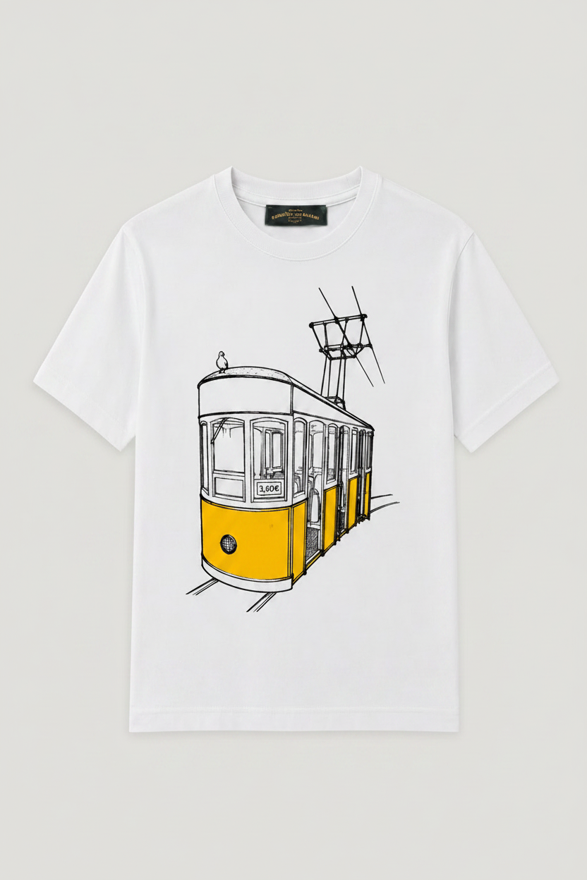 T-Shirt Elétrico com fundo cinzento frio