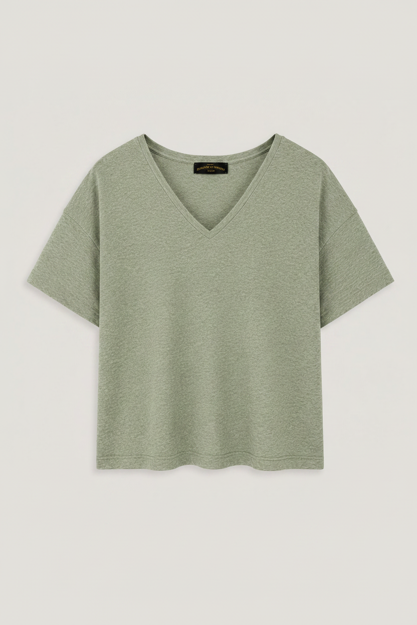 Top de Linho Oversized em V - Verde