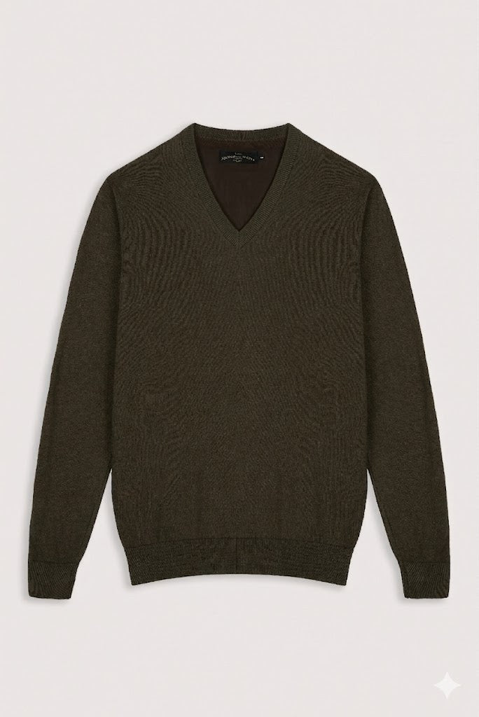 Camisola de Malha Clássica Algodão com Decote em V