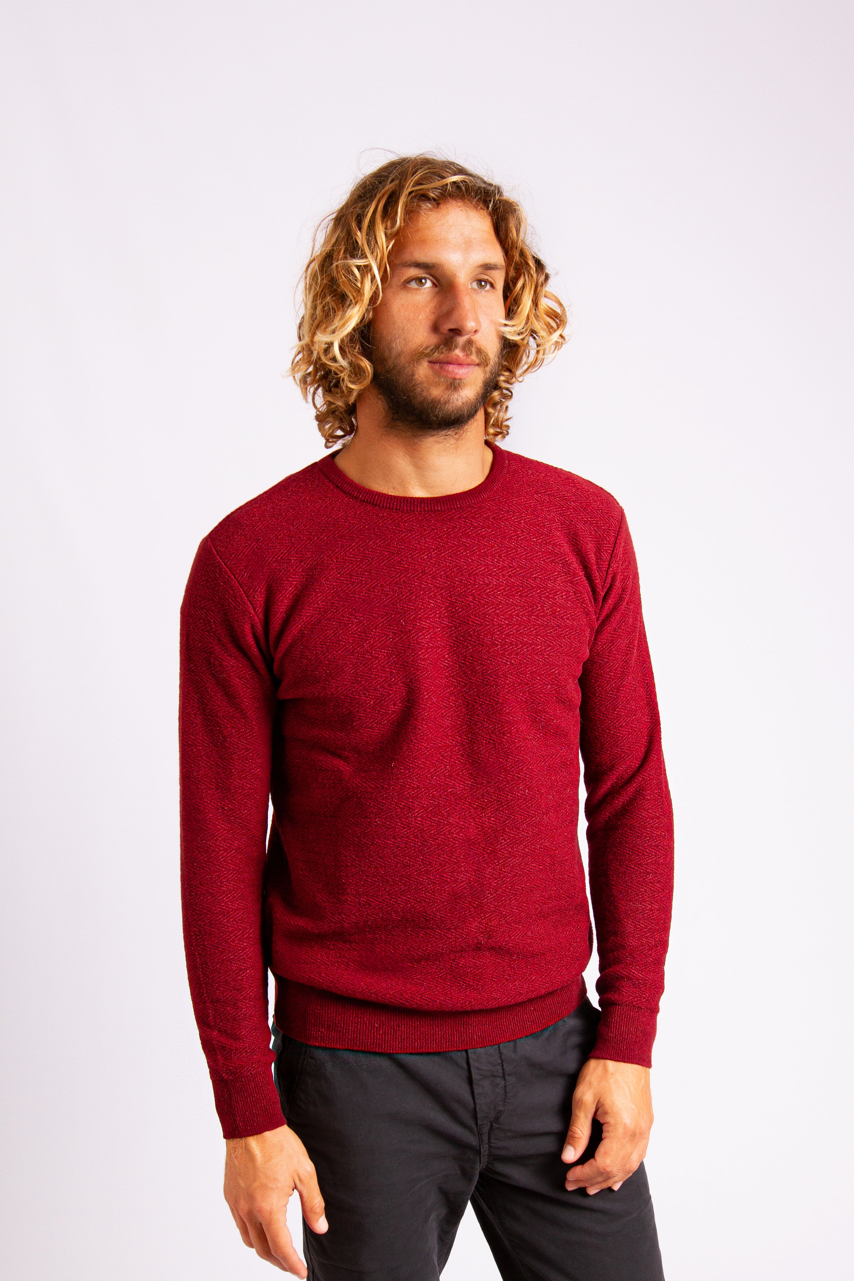 Camisola de lã espinha de peixe