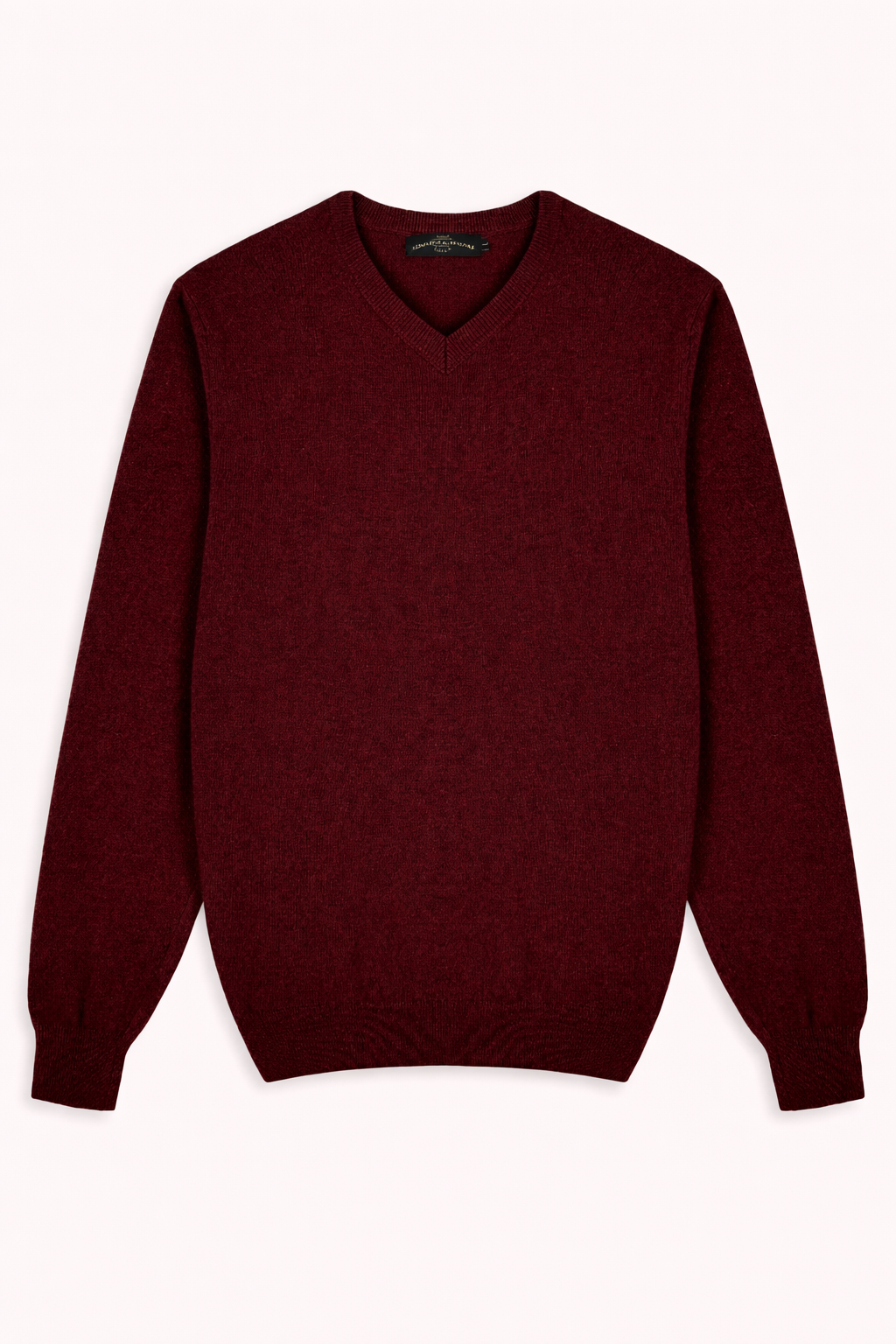 Camisola de Lã e Caxemira Clássica com Decote em V