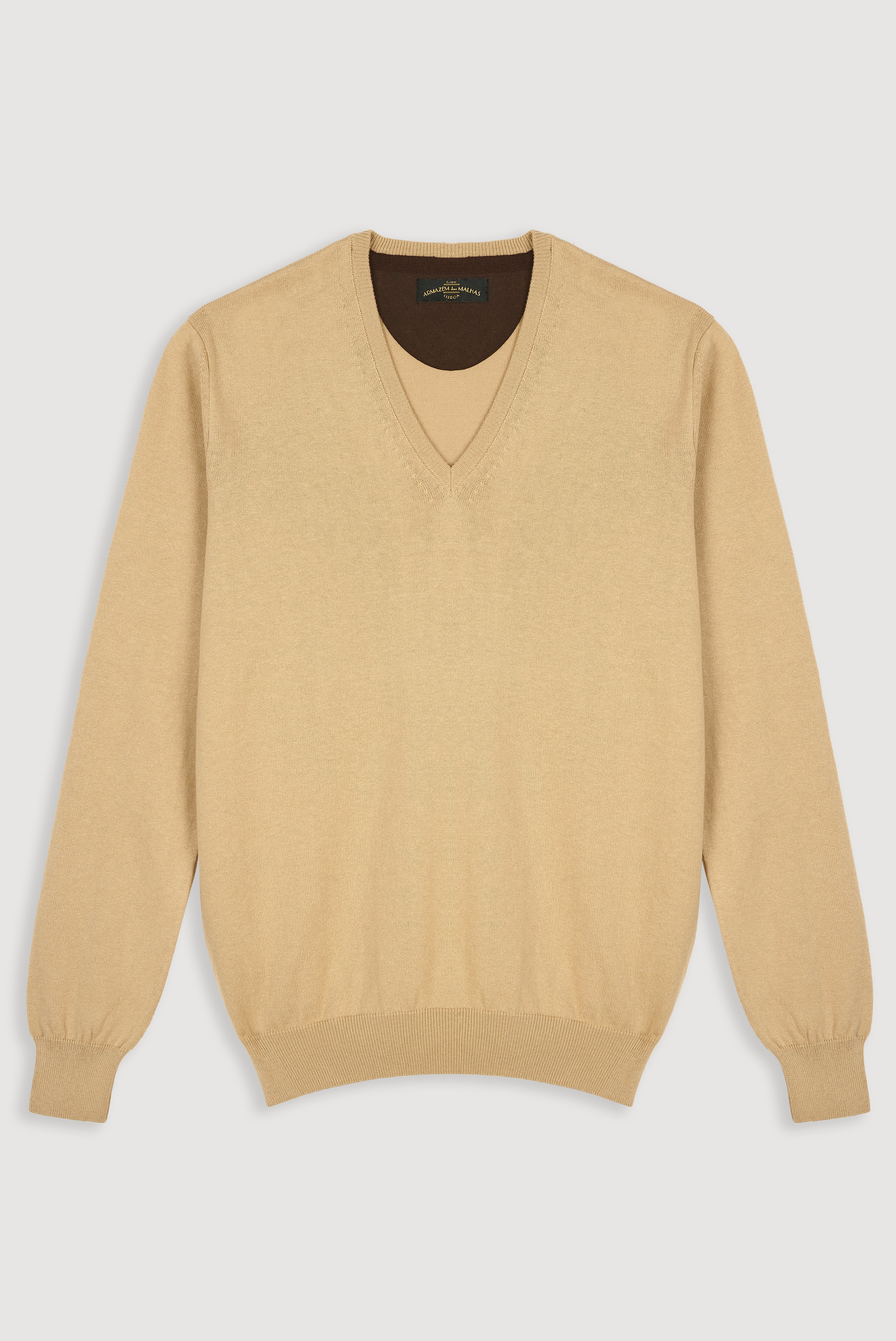 Camisola de Malha Clássica Algodão com Decote em V