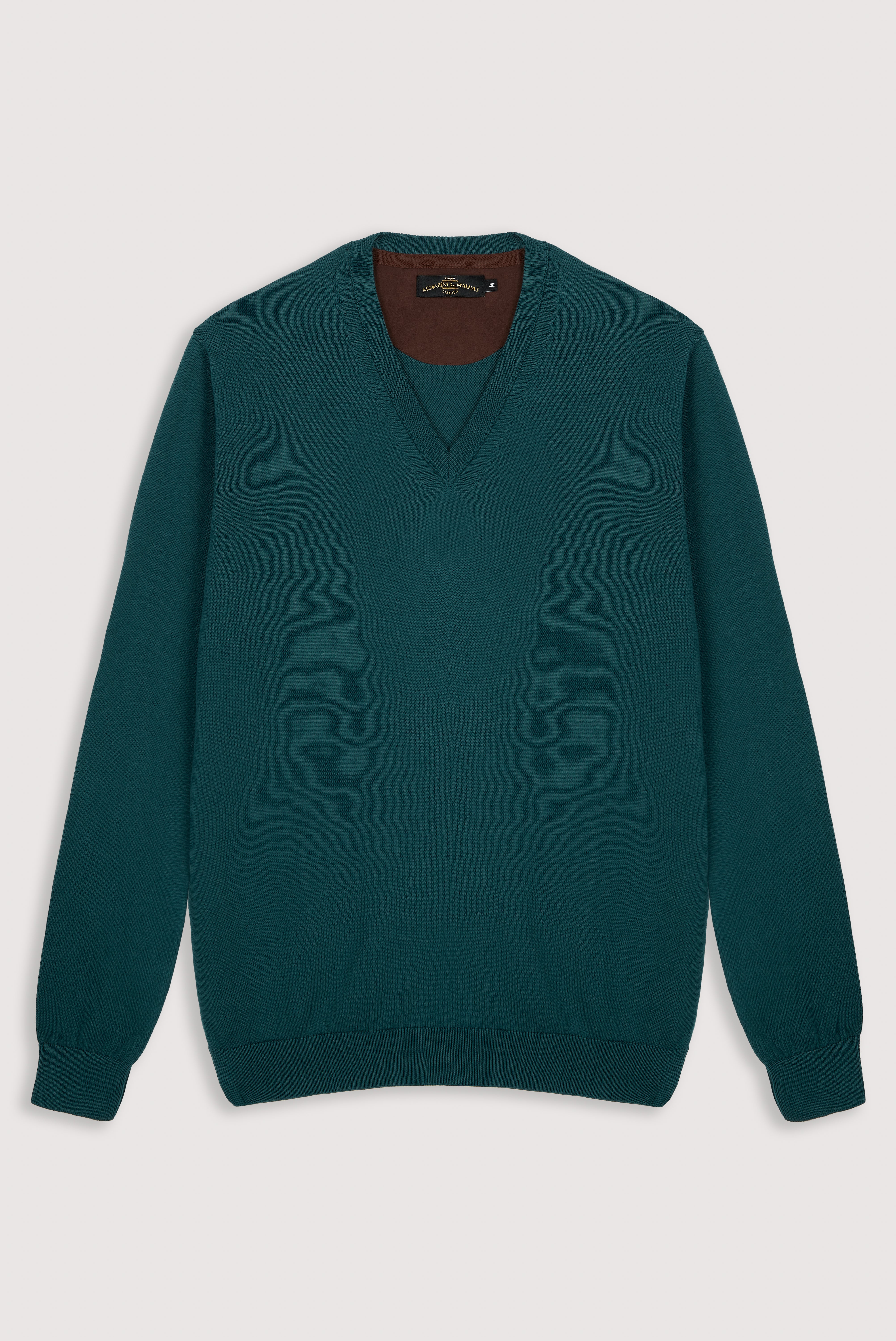 Camisola de Malha Clássica Algodão com Decote em V