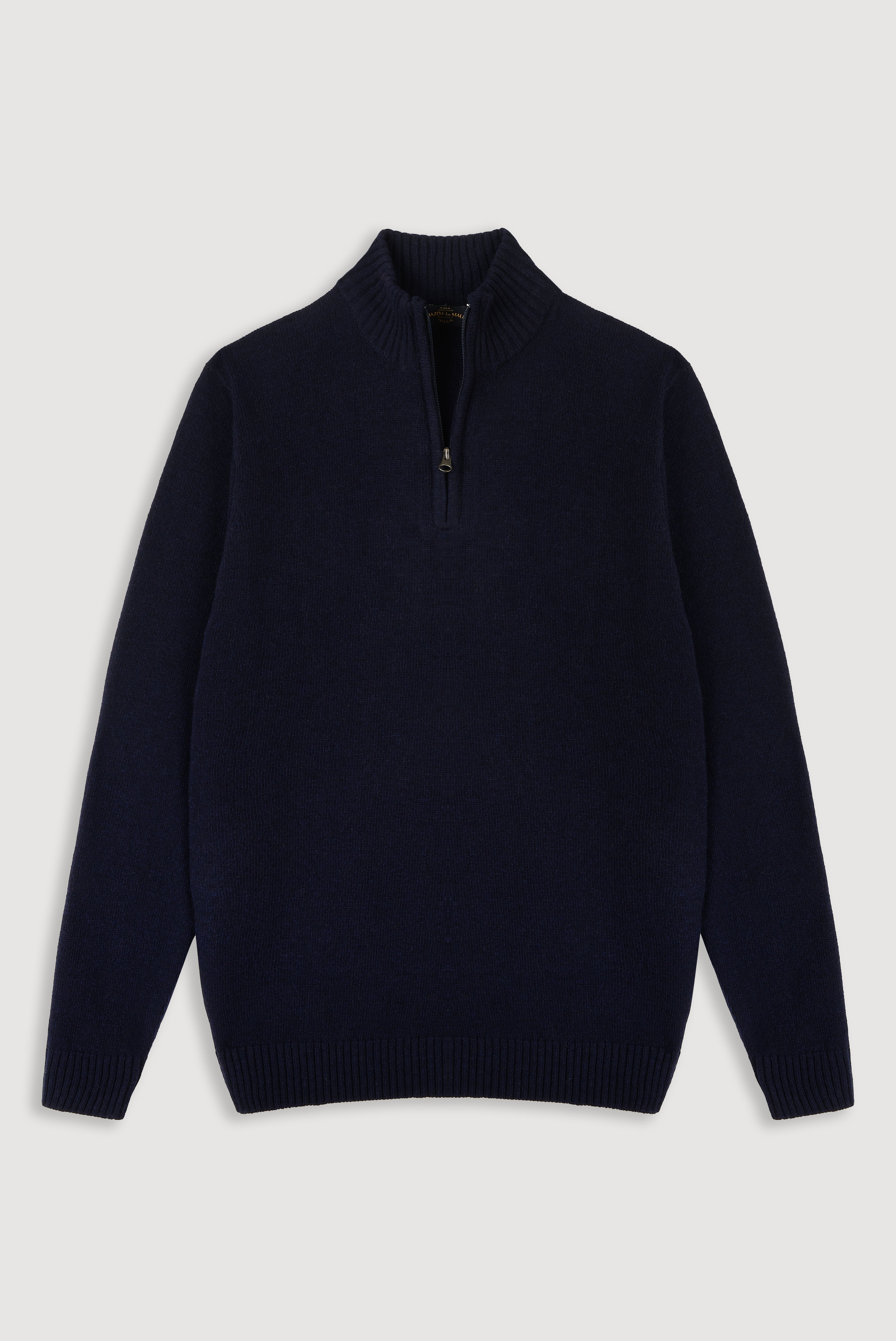 Wool Perkins Collar Zip Sweater