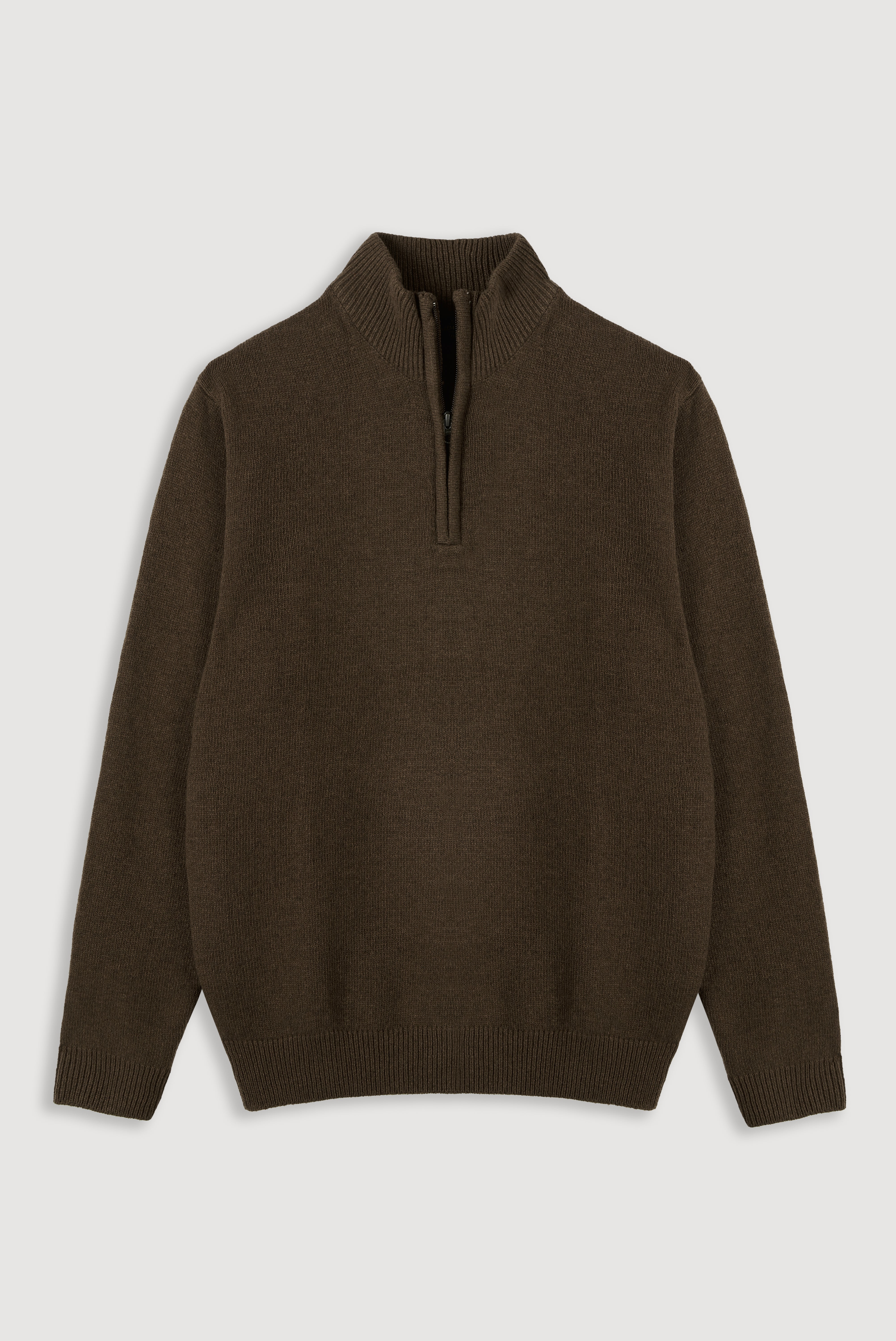 Wool Perkins Collar Zip Sweater