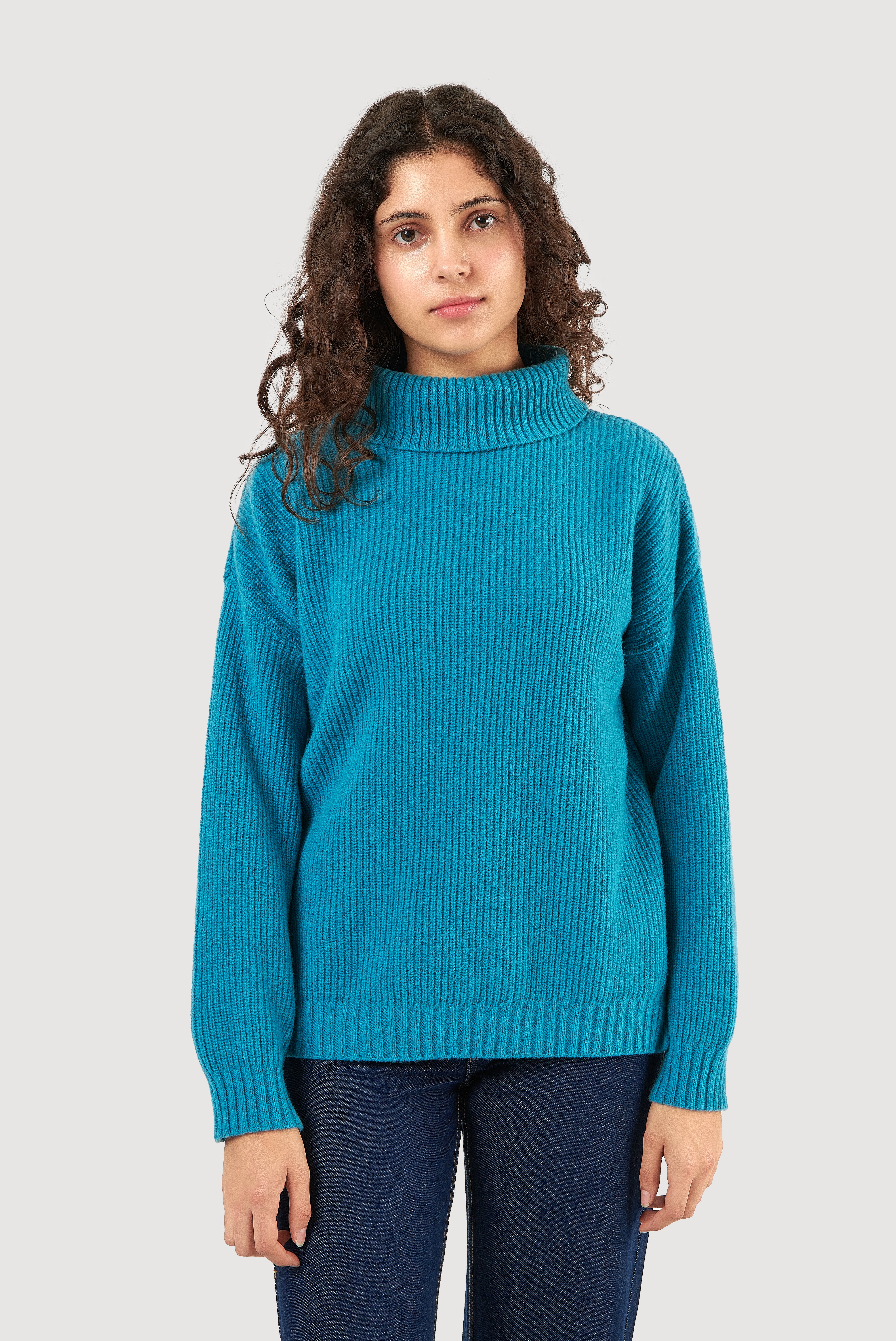 Ribbed Lambswool Turtleneck Sweater