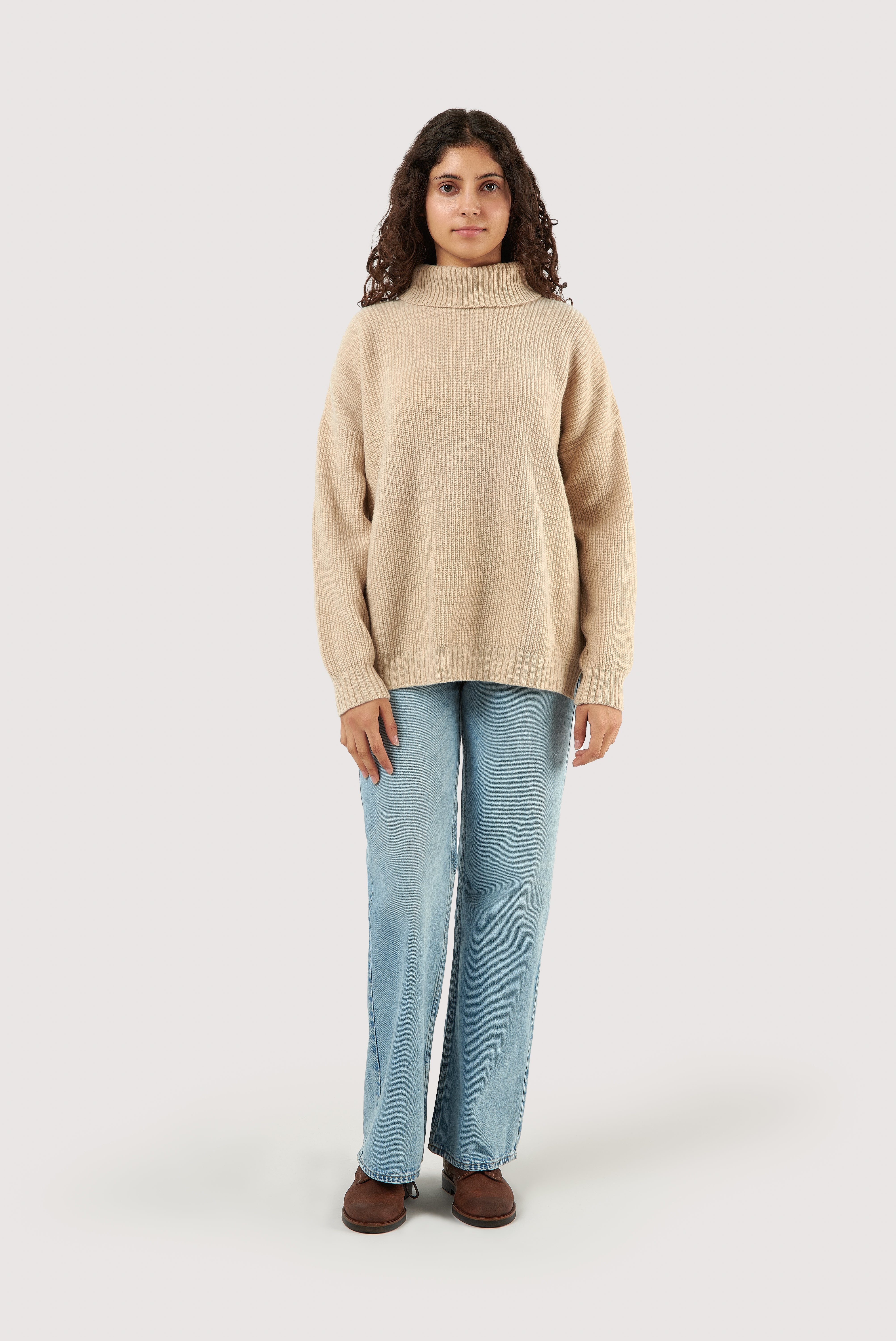 Ribbed Lambswool Turtleneck Sweater