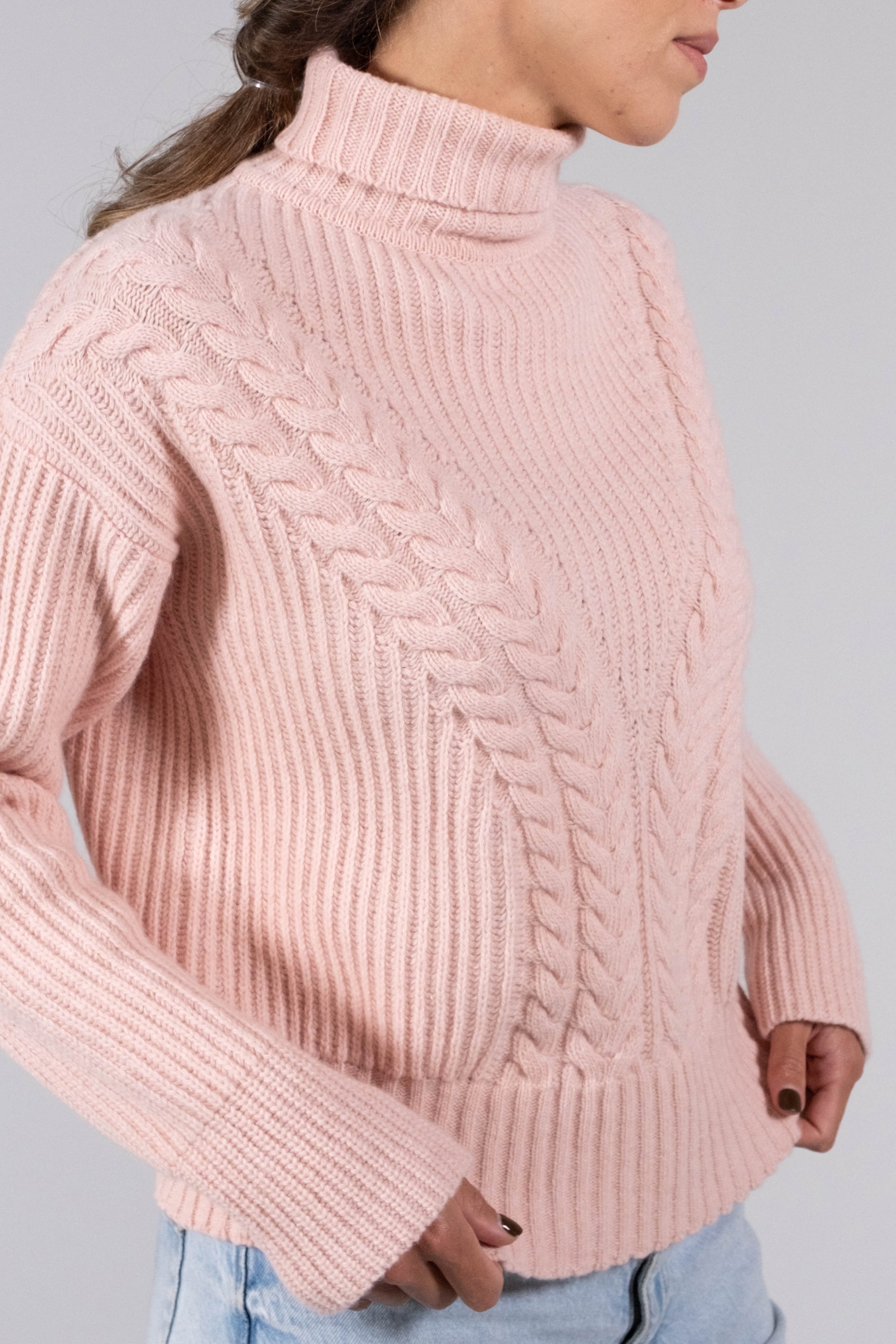 Textured Lambswool Turtleneck Sweater