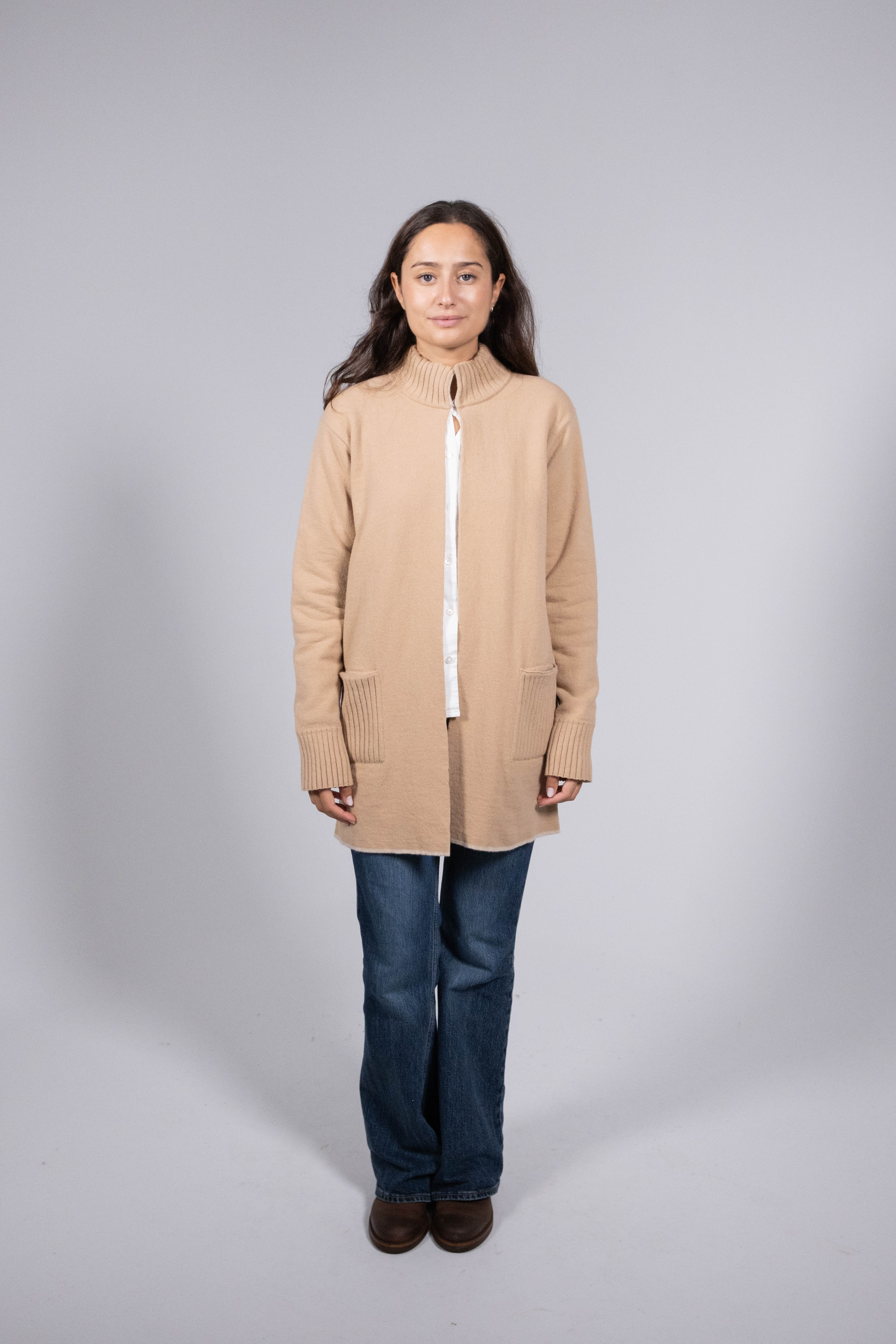 Reversible wool cardigan