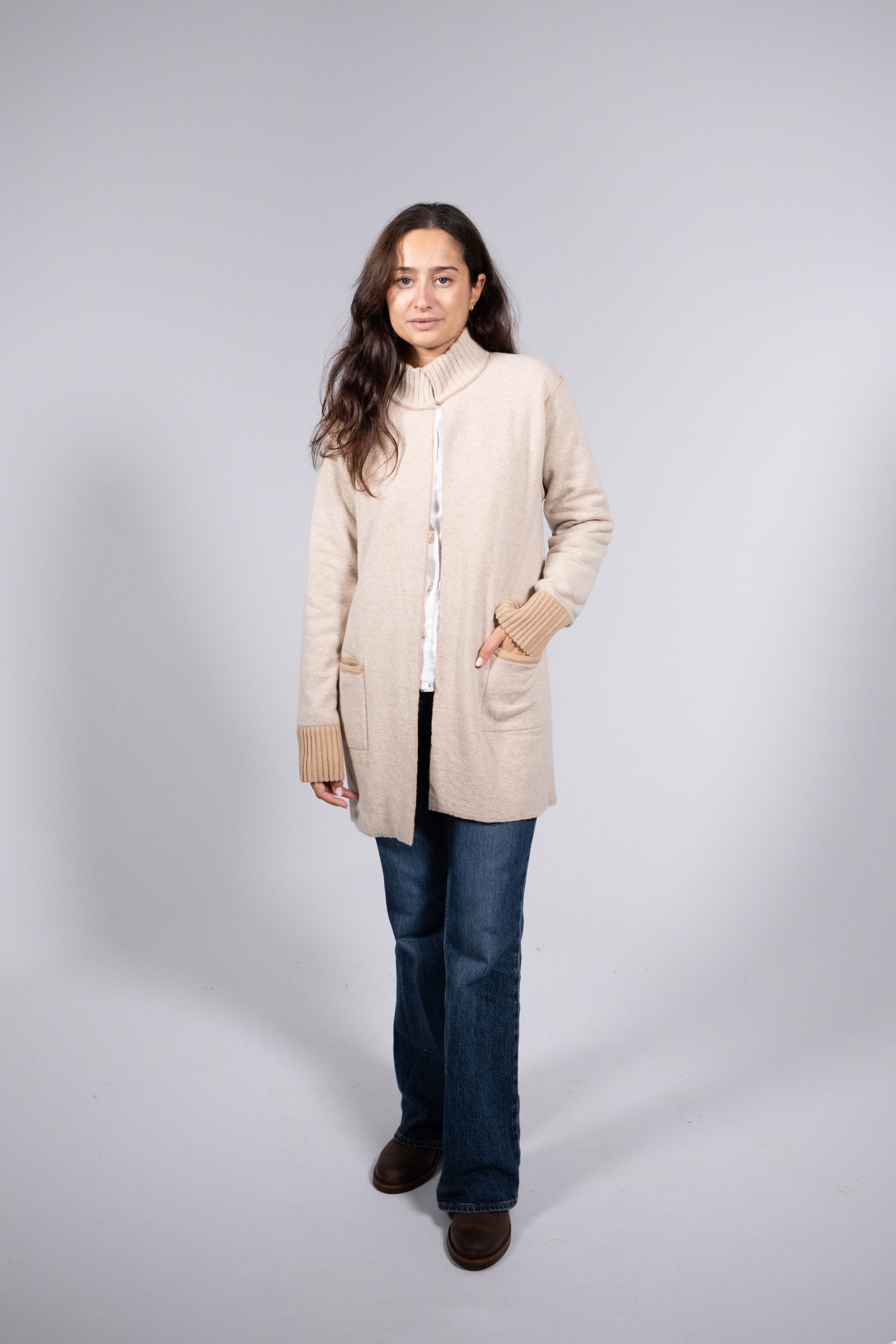 Reversible wool cardigan