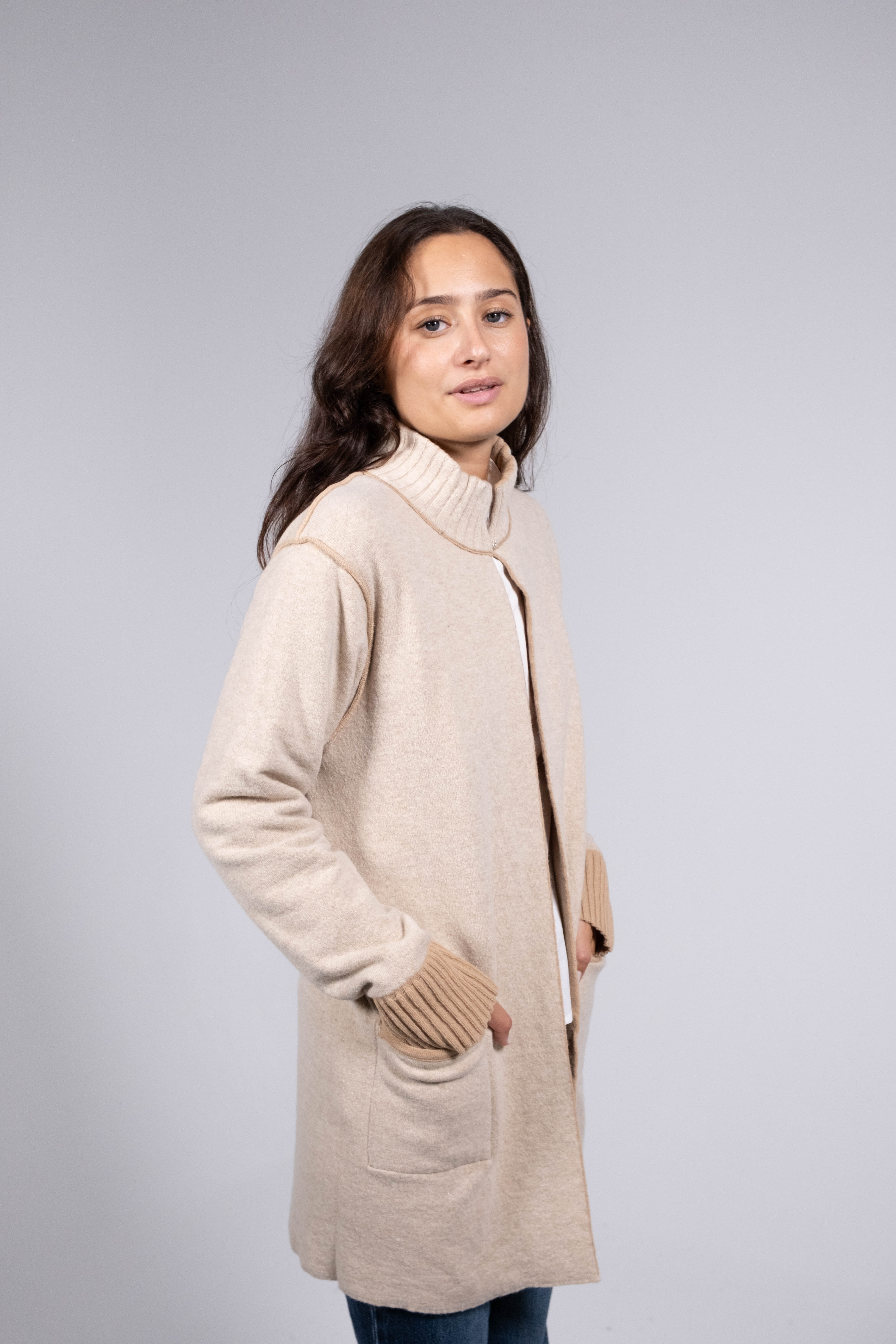 Reversible wool cardigan