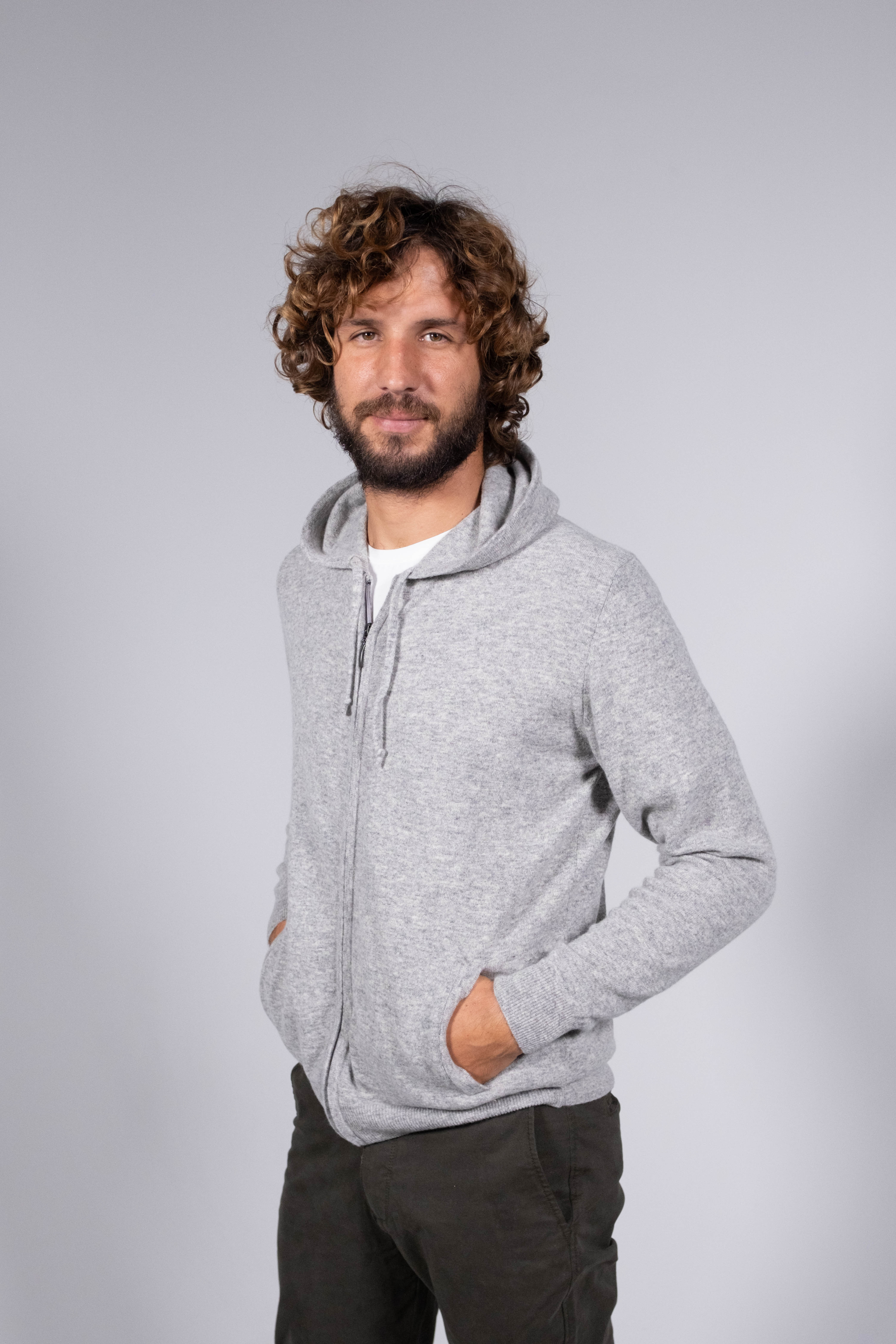 Lambswool Zipped Cardigan with sweatshirt