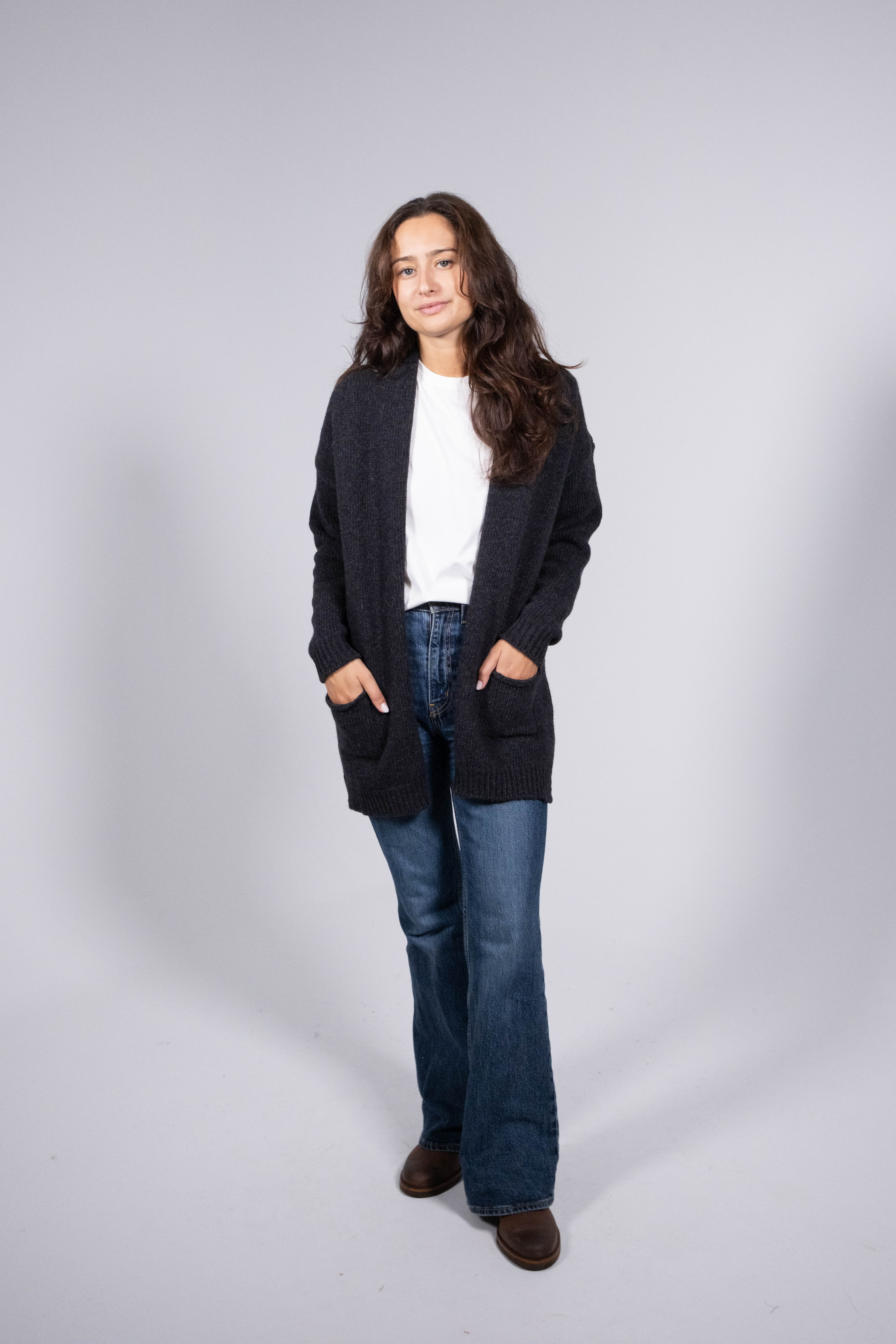 Long Draped Lambswool Cardigan