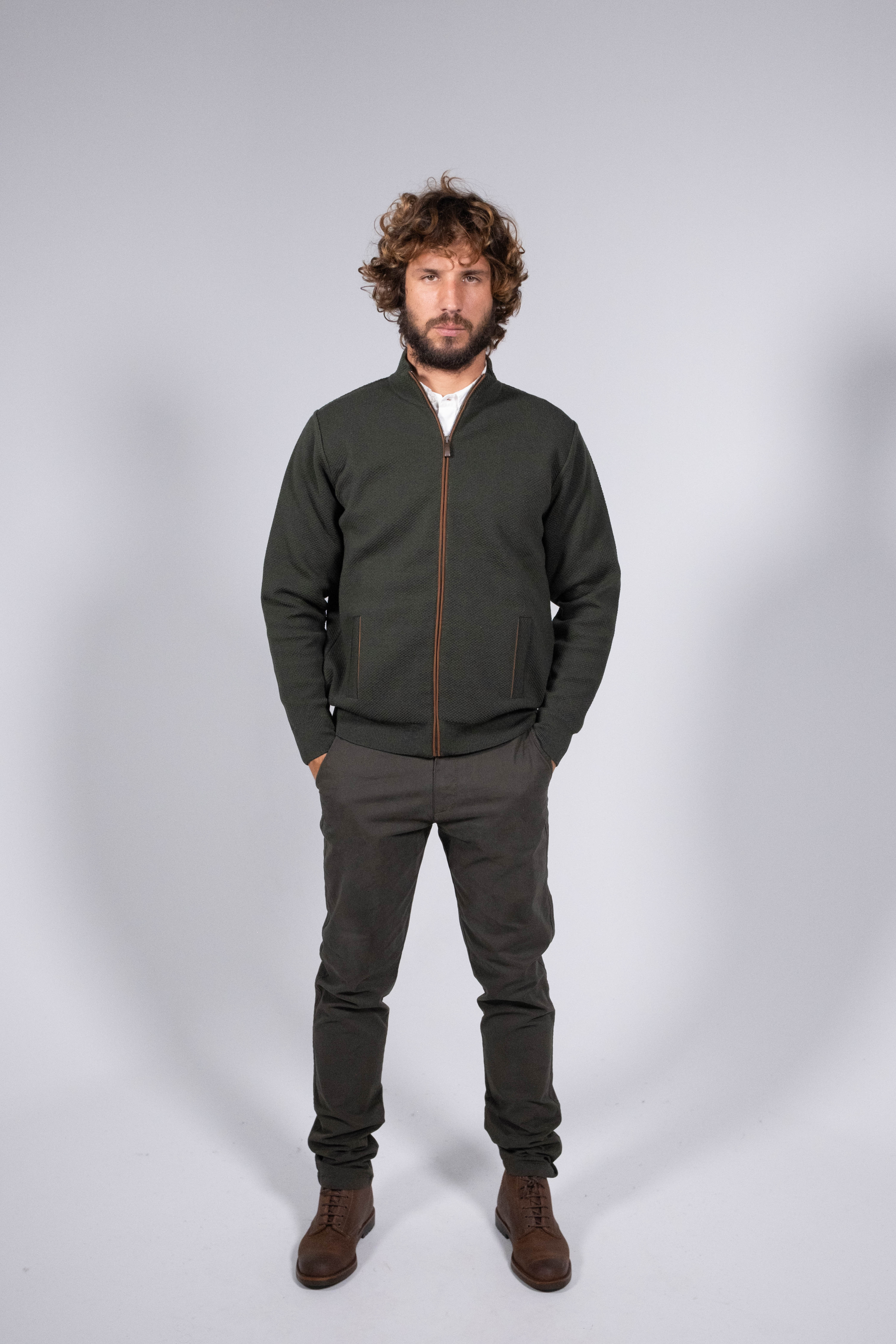 Merino Wool Zip-Up Cardigan