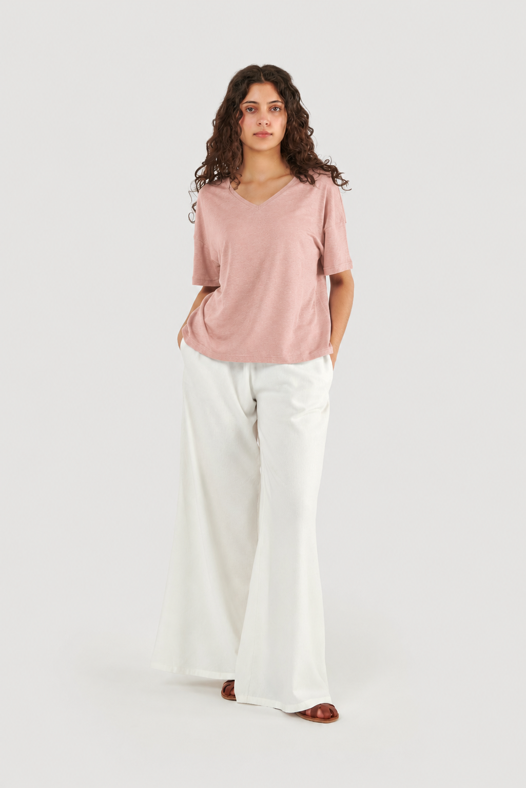 Top de Linho Oversized em V