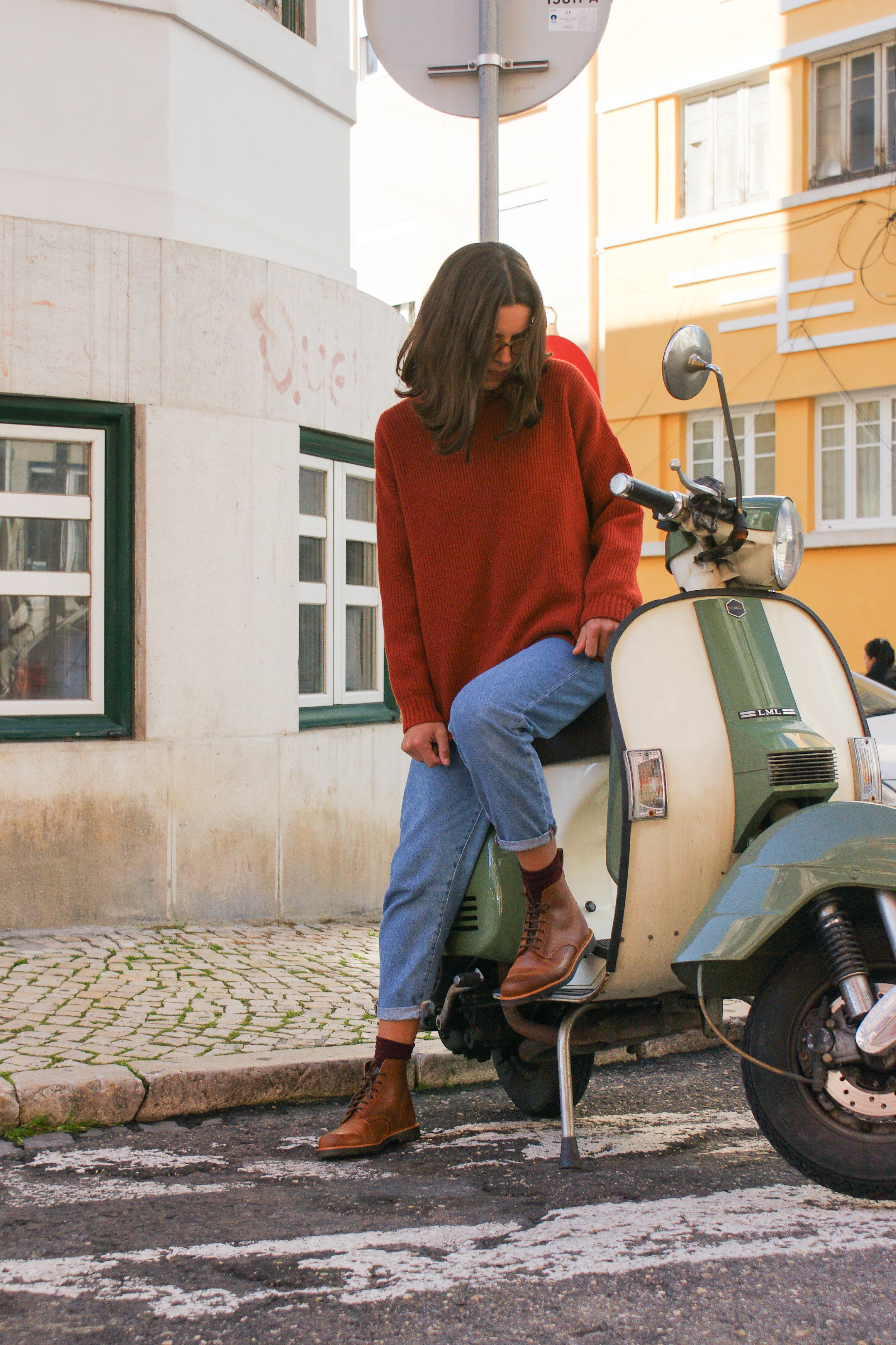 Artisanal brown leather boots