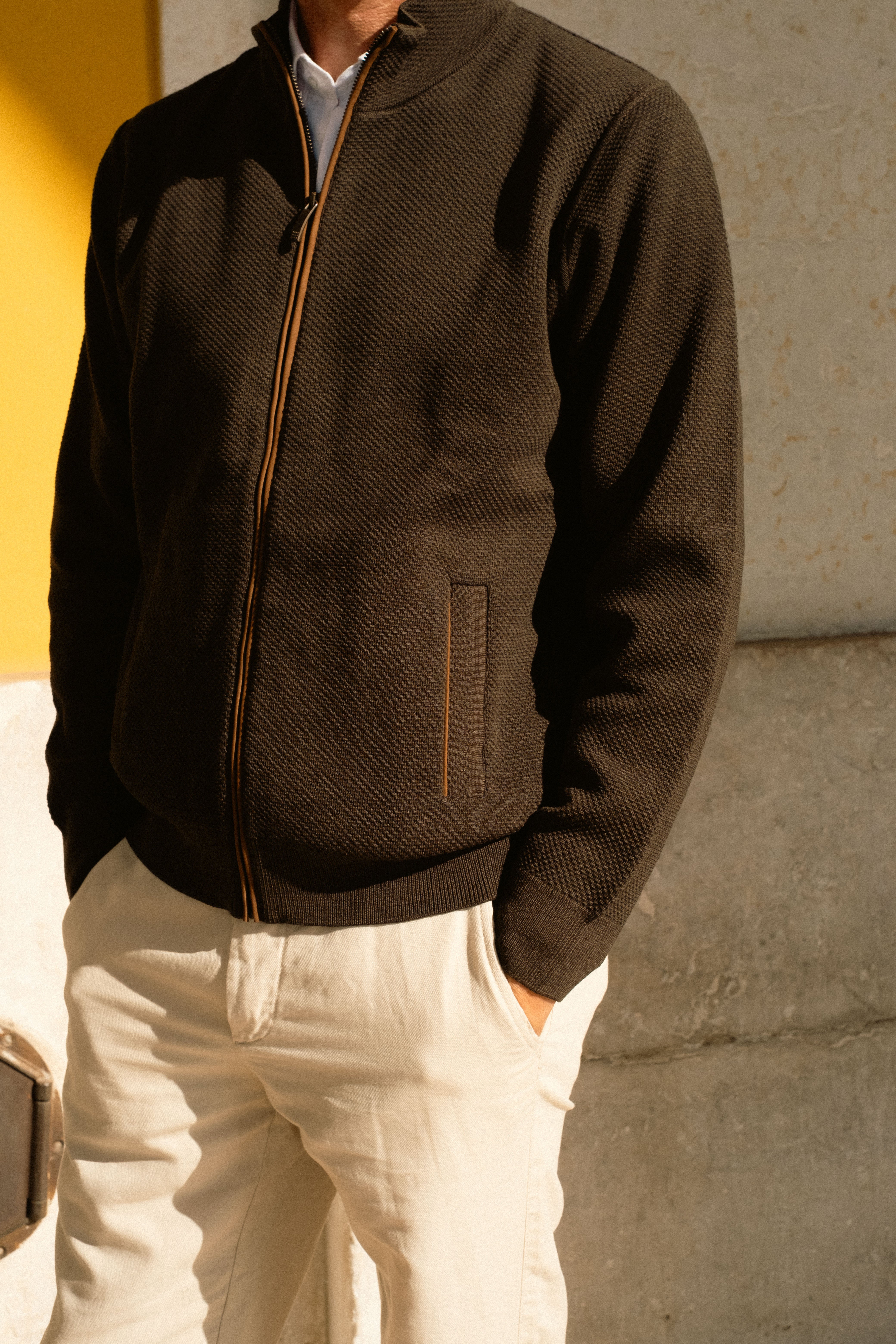 Merino Wool Zip-Up Cardigan