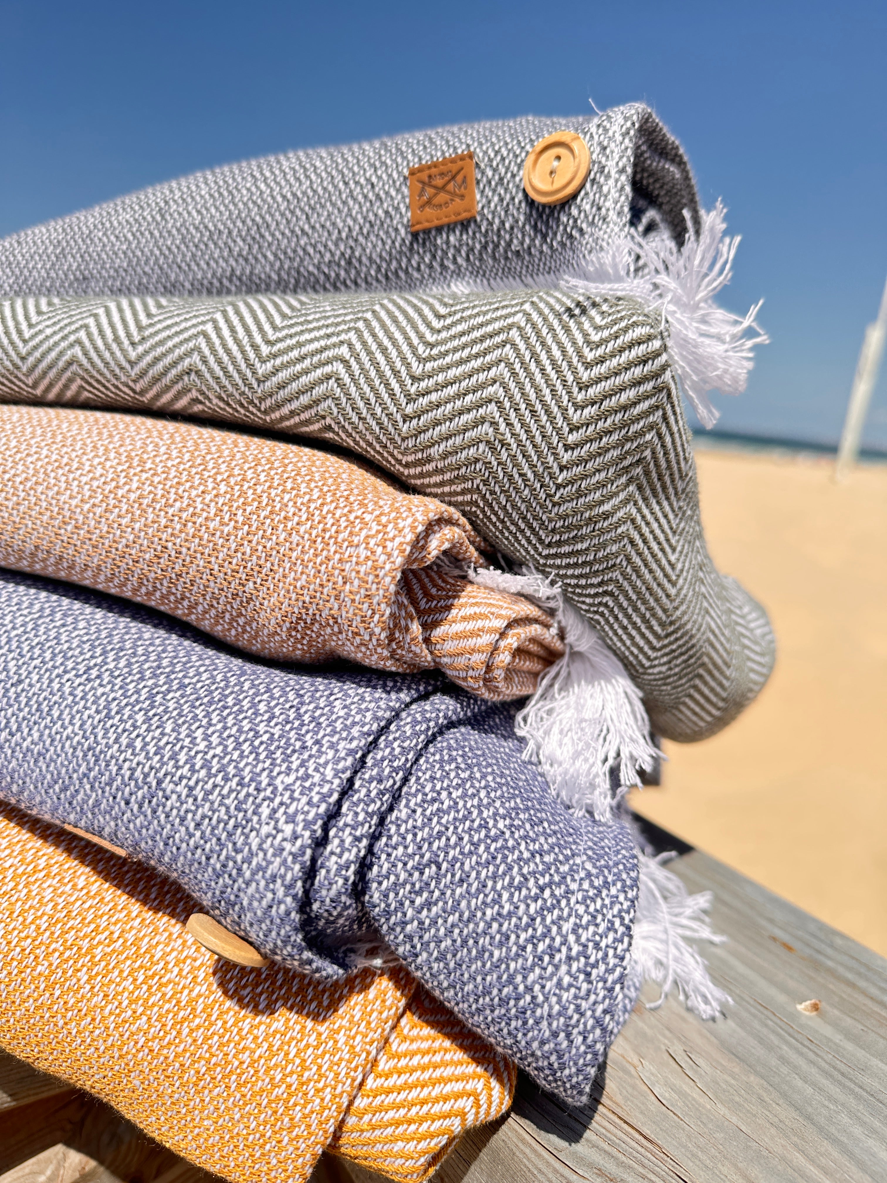 Beach Towel with Wooden Buttons